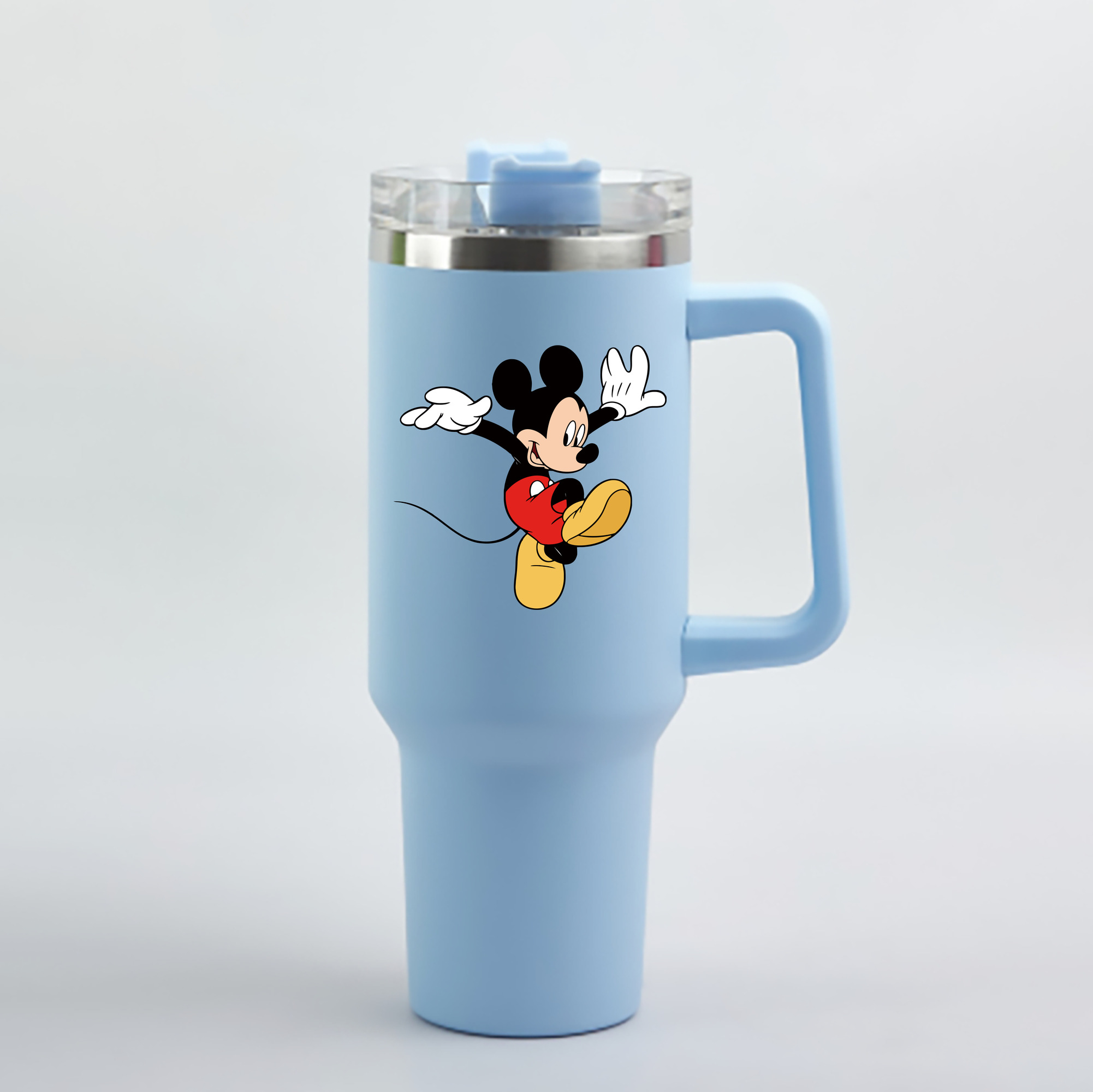 （画像用） ミッキーマウス Mickey Mouse 1200mL車用タンブラー - クリスタルステッカー（プラスチックストロー付き）