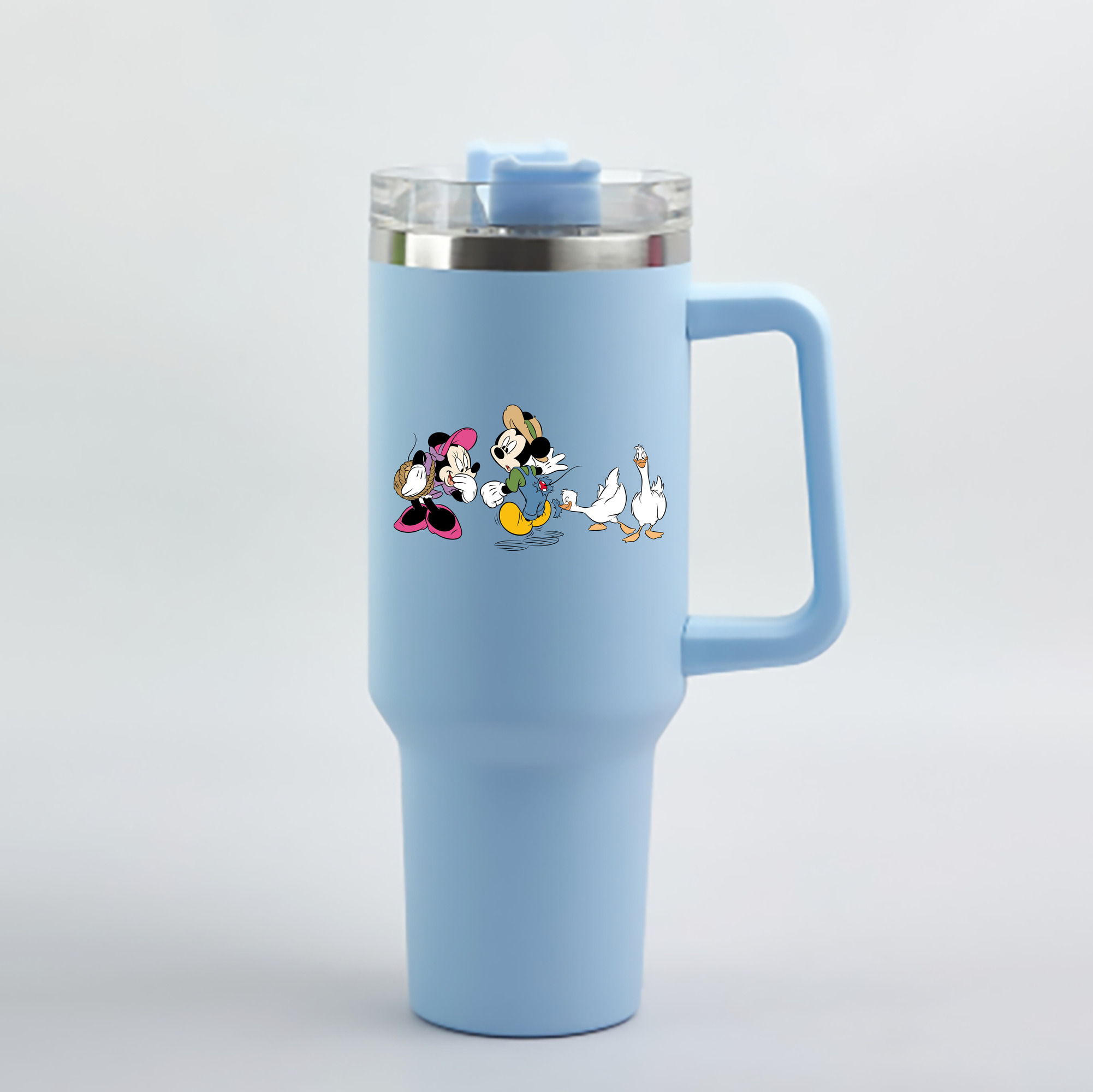 （画像用） ミッキーマウス Mickey Mouse 1200mL車用タンブラー - クリスタルステッカー（プラスチックストロー付き）