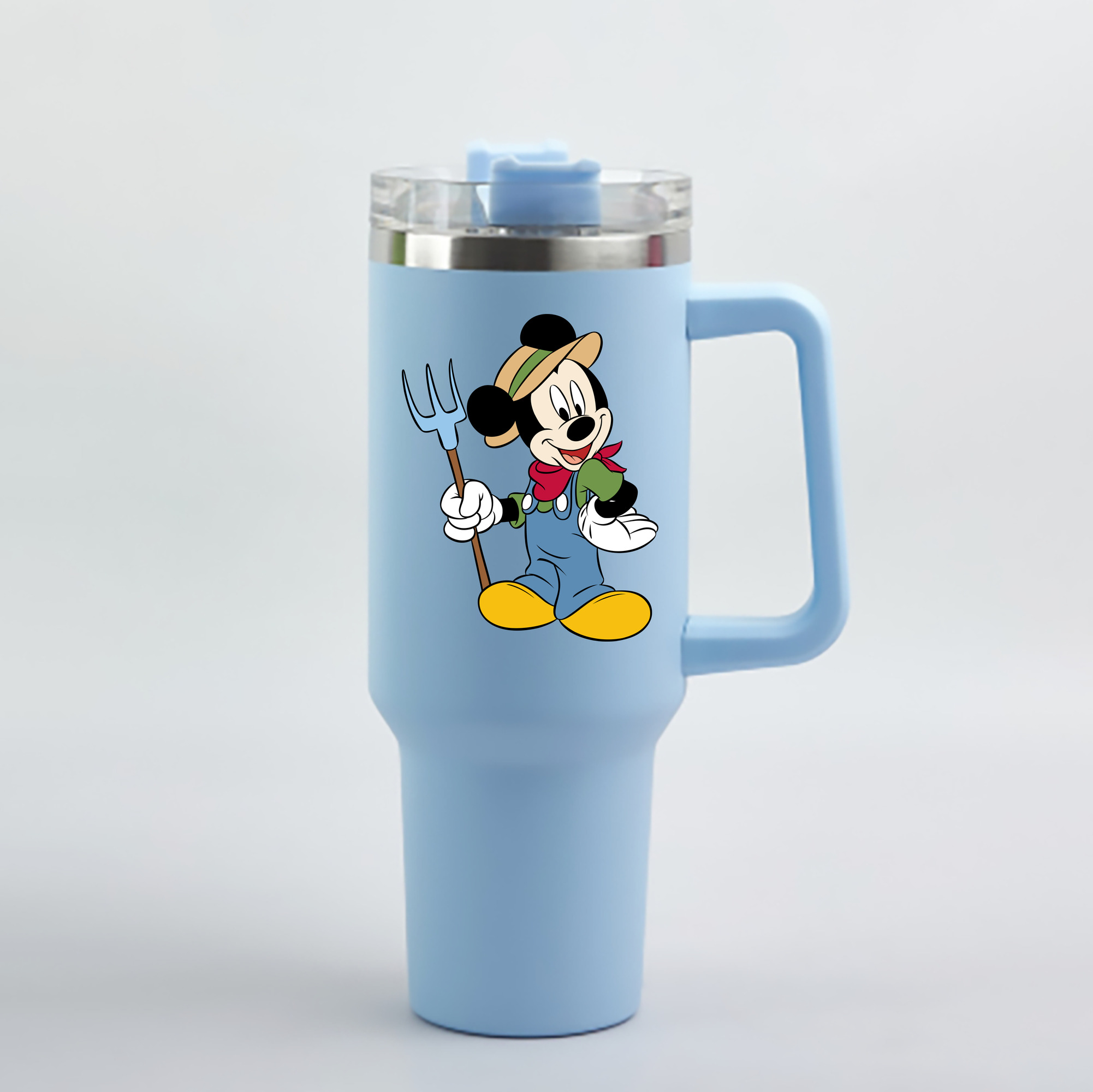 （画像用） ミッキーマウス Mickey Mouse 1200mL車用タンブラー - クリスタルステッカー（プラスチックストロー付き）