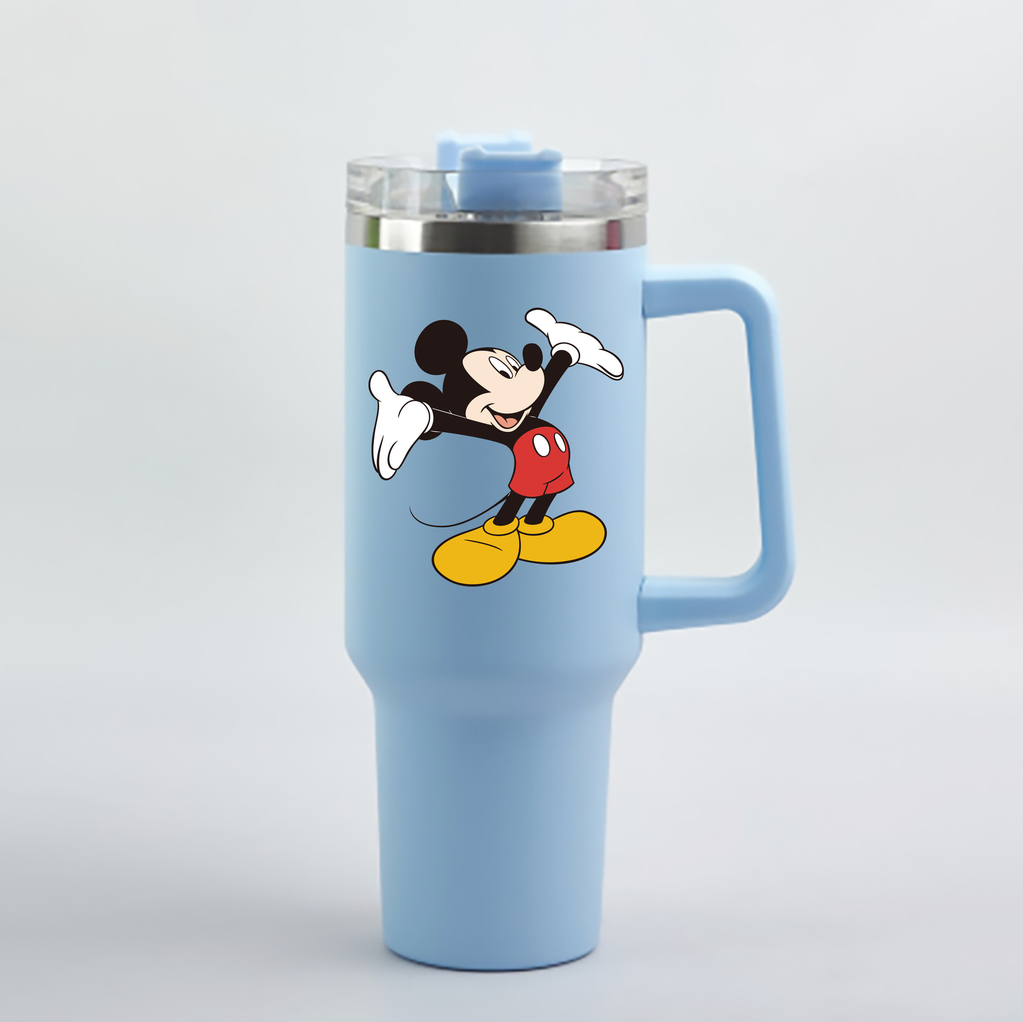 （画像用） ミッキーマウス Mickey Mouse 1200mL車用タンブラー - クリスタルステッカー（プラスチックストロー付き）