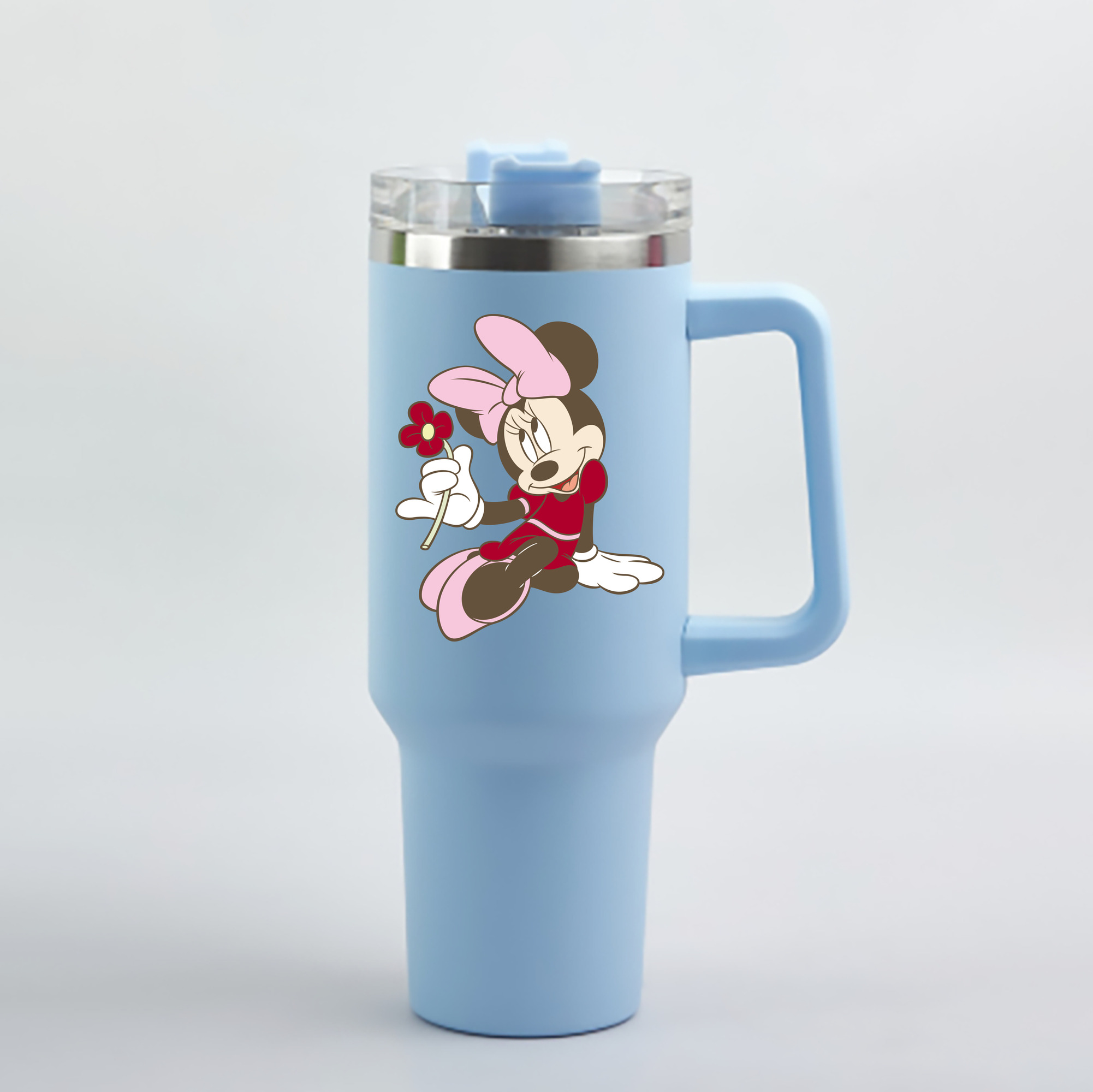（画像用） ミッキーマウス Mickey Mouse 1200mL車用タンブラー - クリスタルステッカー（プラスチックストロー付き）