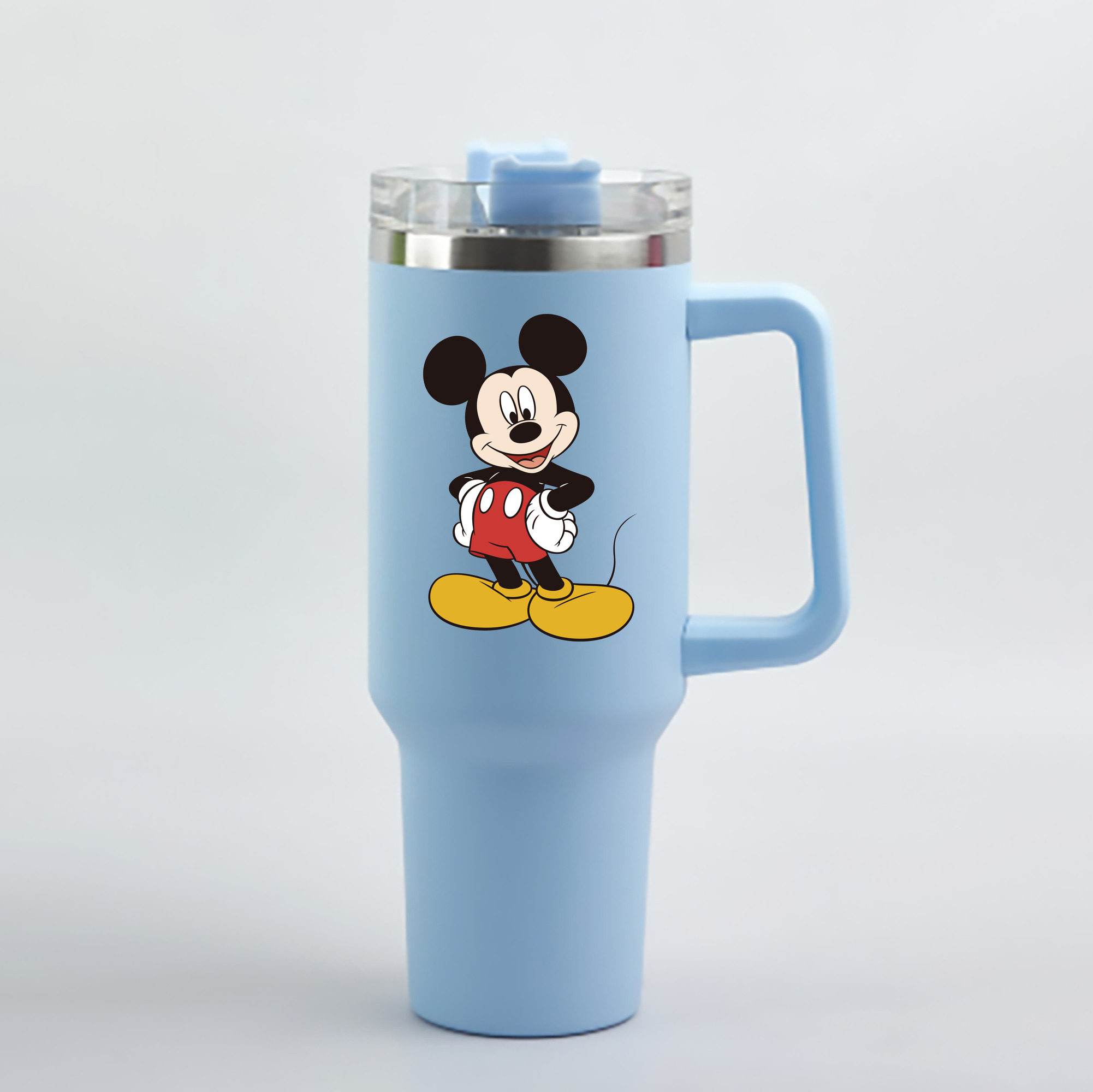 （画像用） ミッキーマウス Mickey Mouse 1200mL車用タンブラー - クリスタルステッカー（プラスチックストロー付き）