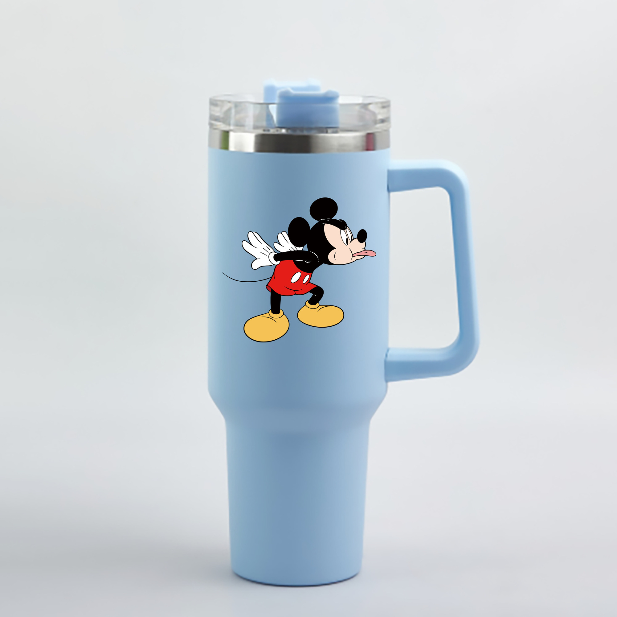 （画像用） ミッキーマウス Mickey Mouse 1200mL車用タンブラー - クリスタルステッカー（プラスチックストロー付き）