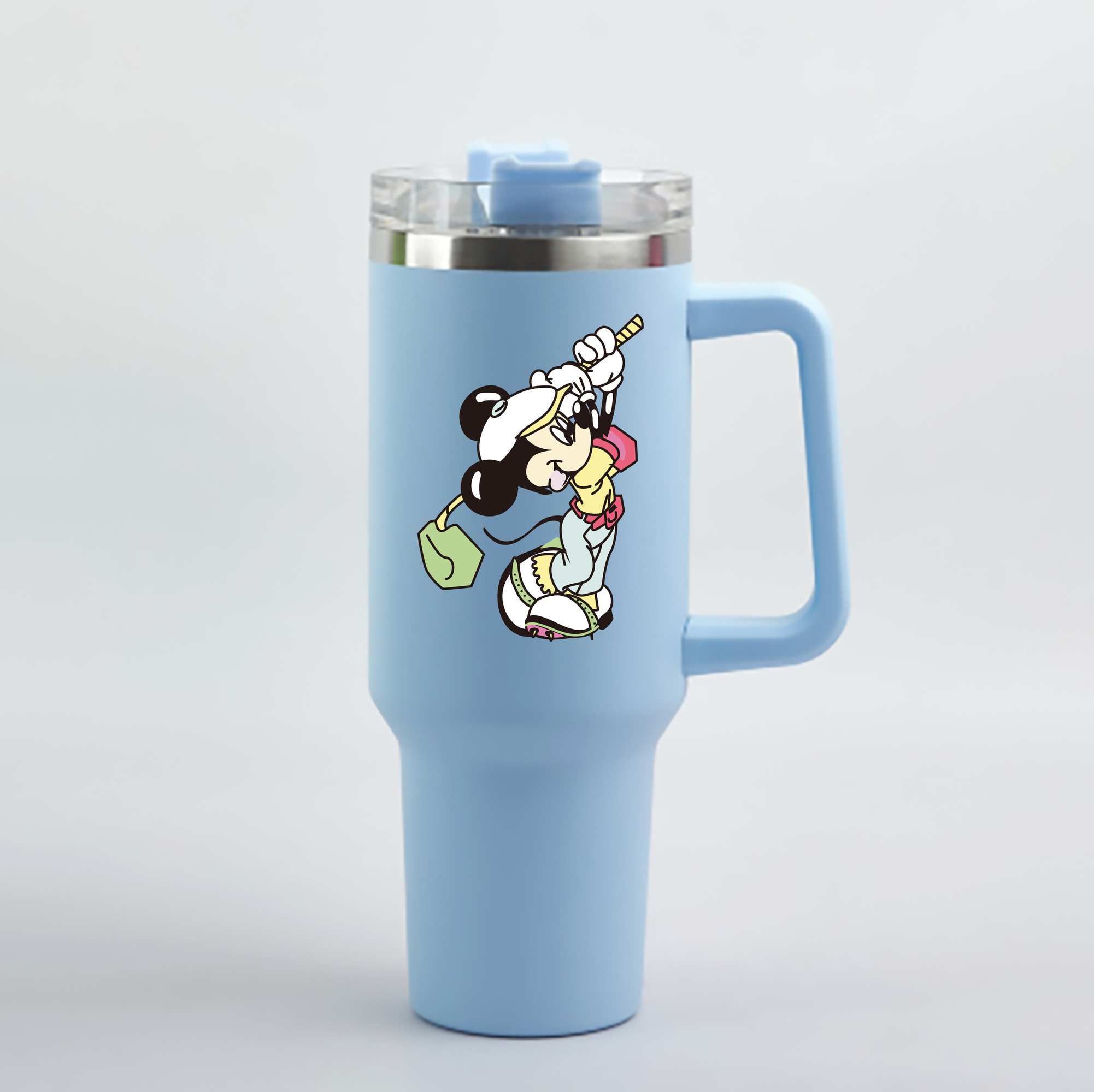 （画像用） ミッキーマウス Mickey Mouse 1200mL車用タンブラー - クリスタルステッカー（プラスチックストロー付き）