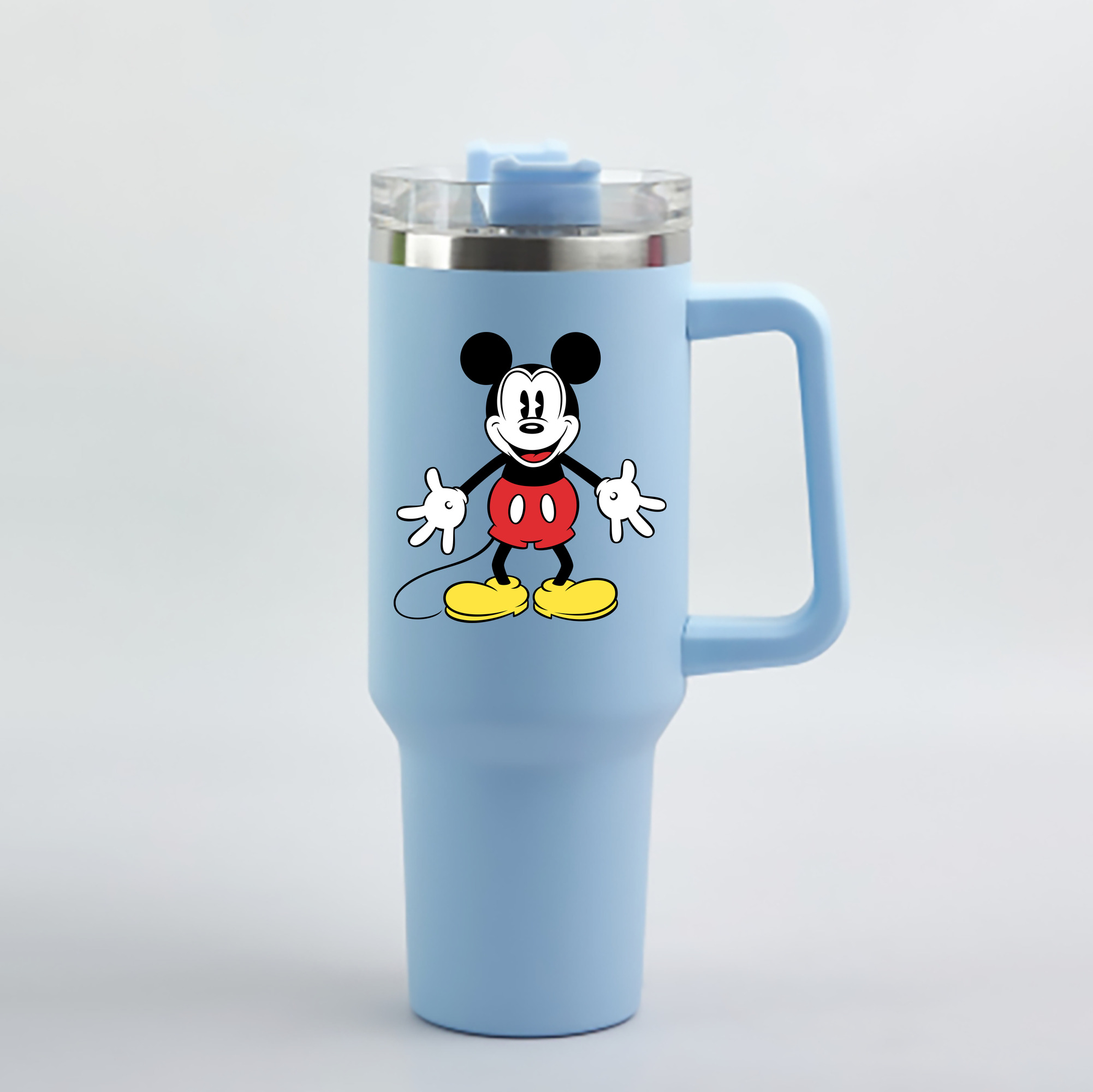（画像用） ミッキーマウス Mickey Mouse 1200mL車用タンブラー - クリスタルステッカー（プラスチックストロー付き）