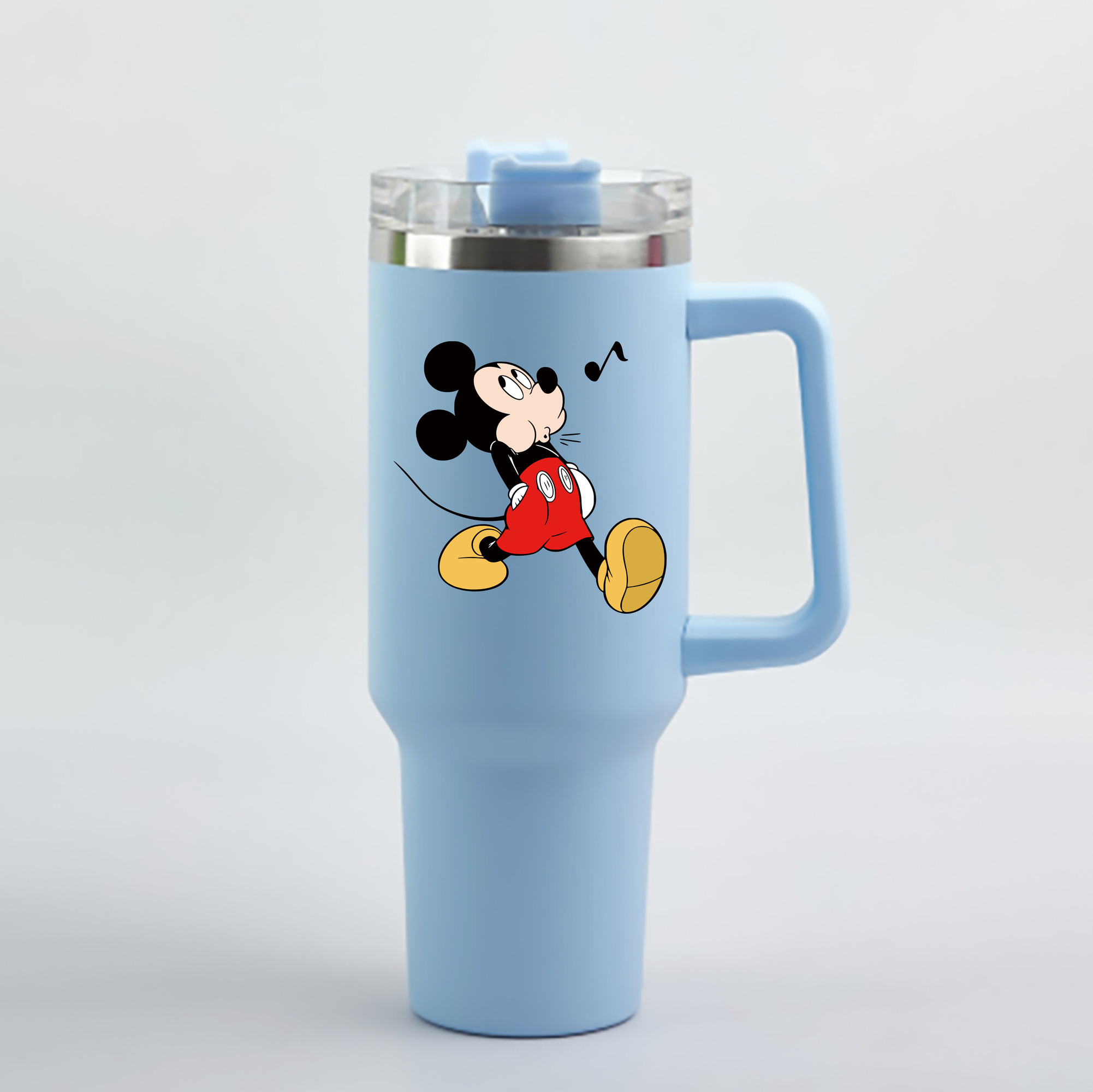 （画像用） ミッキーマウス Mickey Mouse 1200mL車用タンブラー - クリスタルステッカー（プラスチックストロー付き）