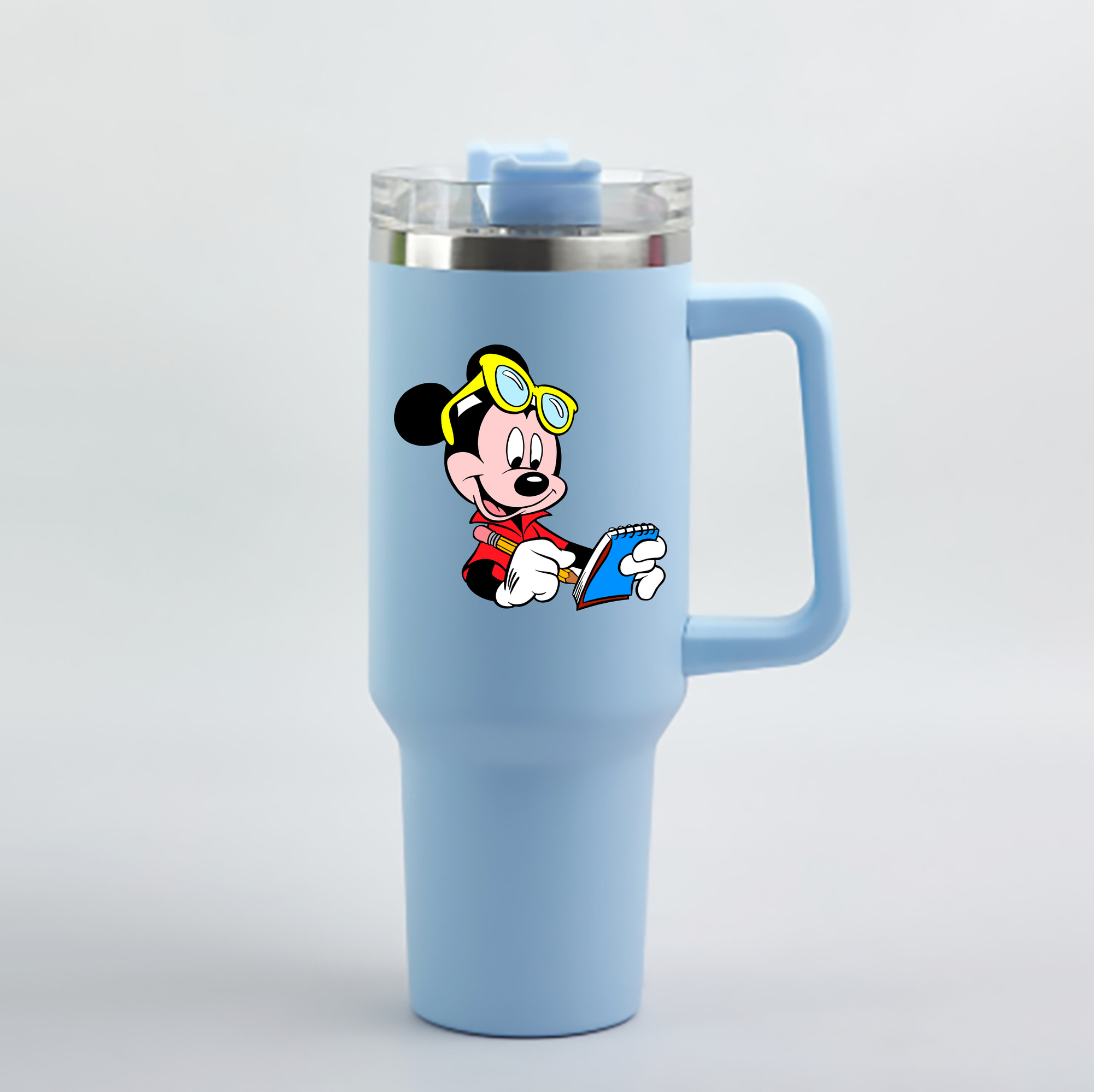 （画像用） ミッキーマウス Mickey Mouse 1200mL車用タンブラー - クリスタルステッカー（プラスチックストロー付き）