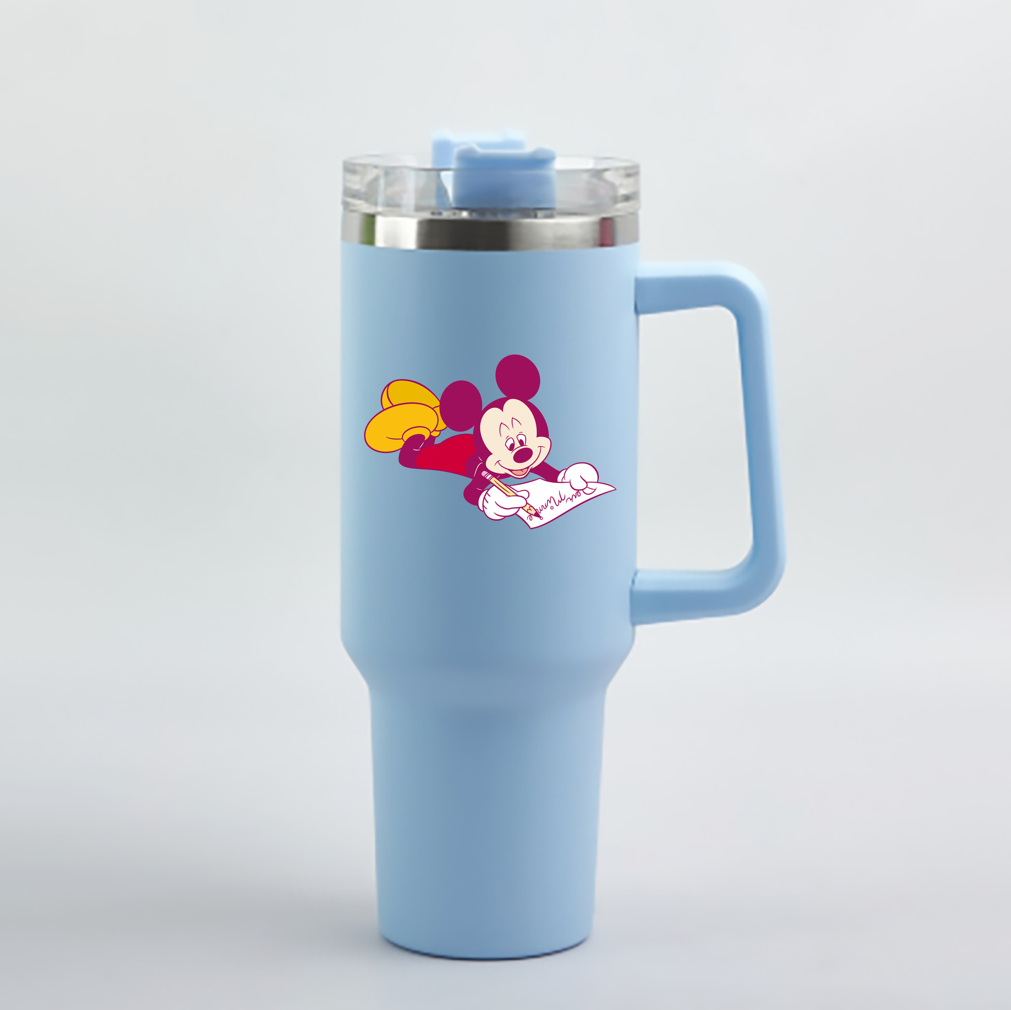 （画像用） ミッキーマウス Mickey Mouse 1200mL車用タンブラー - クリスタルステッカー（プラスチックストロー付き）