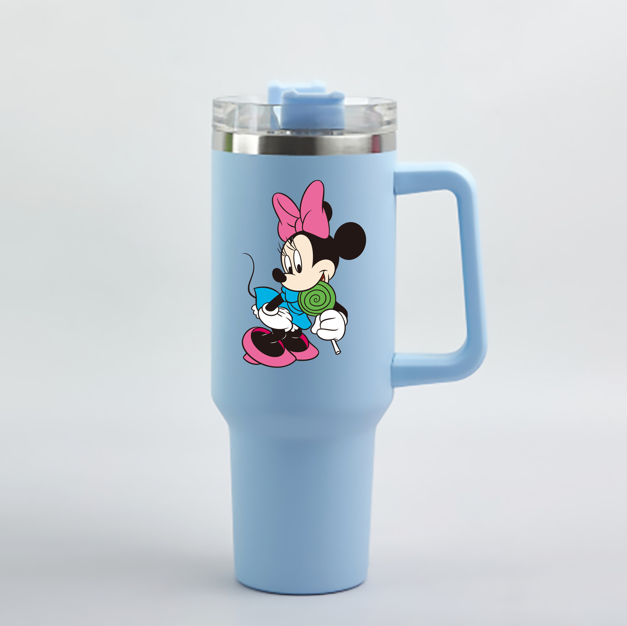 （画像用） ミッキーマウス Mickey Mouse 1200mL車用タンブラー - クリスタルステッカー（プラスチックストロー付き）