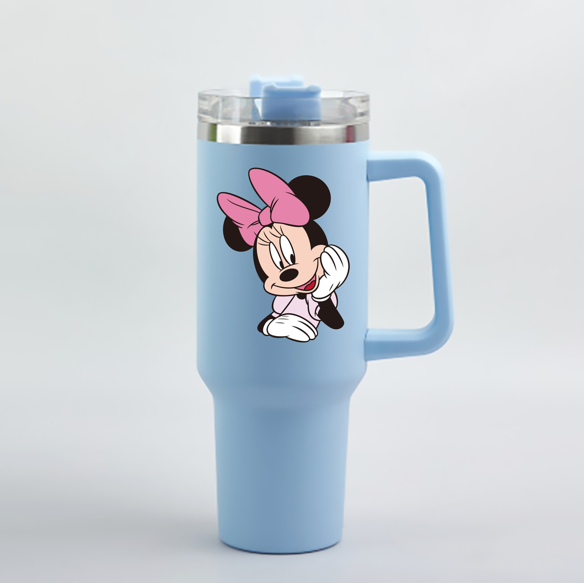 （画像用） ミッキーマウス Mickey Mouse 1200mL車用タンブラー - クリスタルステッカー（プラスチックストロー付き）