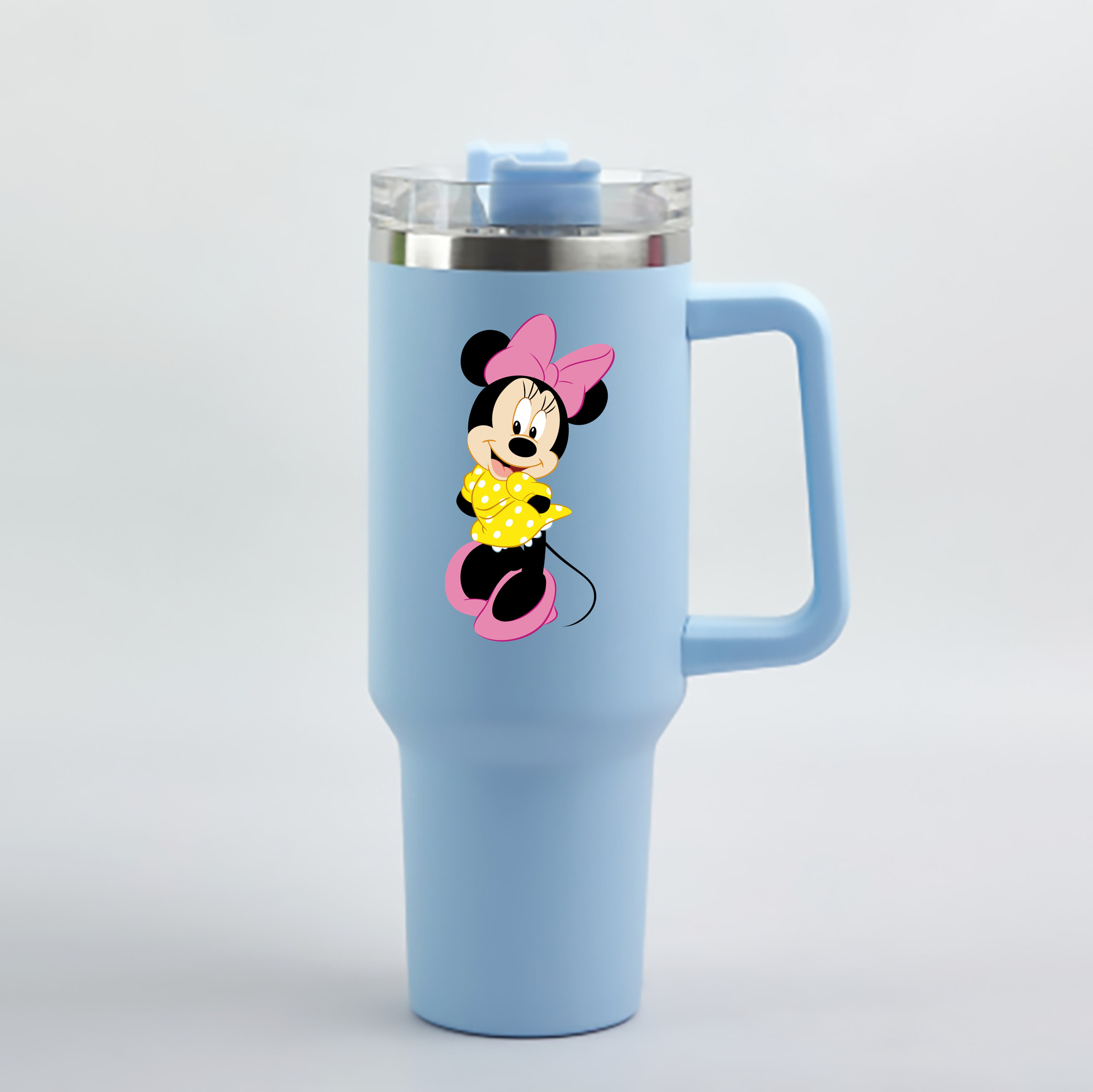 （画像用） ミッキーマウス Mickey Mouse 1200mL車用タンブラー - クリスタルステッカー（プラスチックストロー付き）