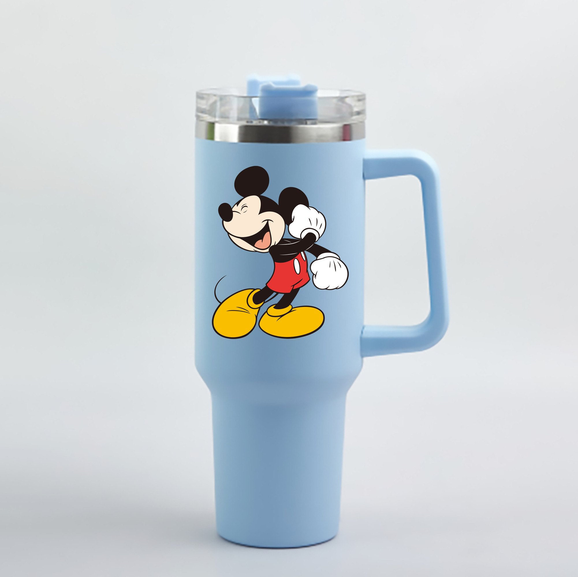 （画像用） ミッキーマウス Mickey Mouse 1200mL車用タンブラー - クリスタルステッカー（プラスチックストロー付き）