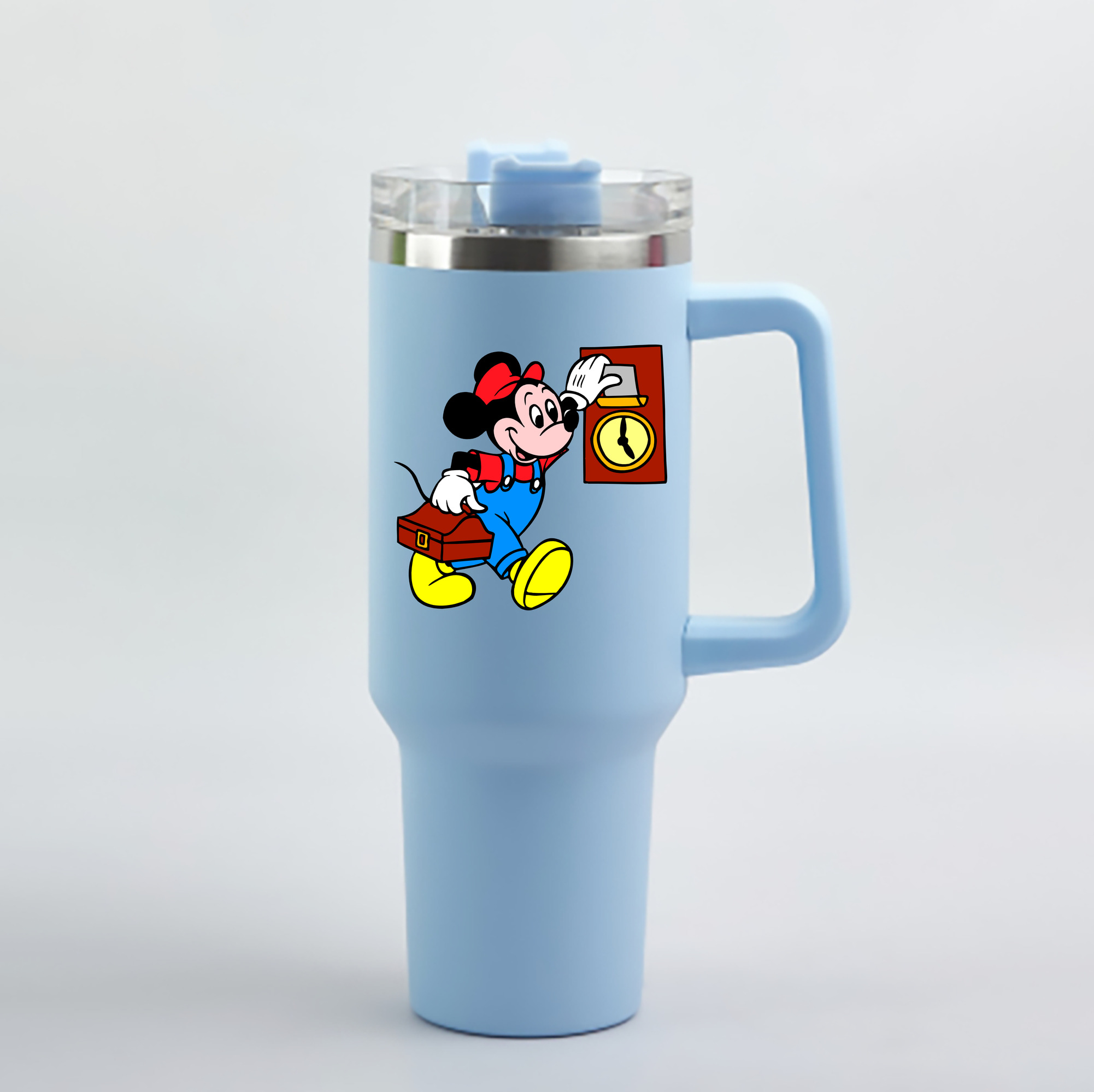 （画像用） ミッキーマウス Mickey Mouse 1200mL車用タンブラー - クリスタルステッカー（プラスチックストロー付き）