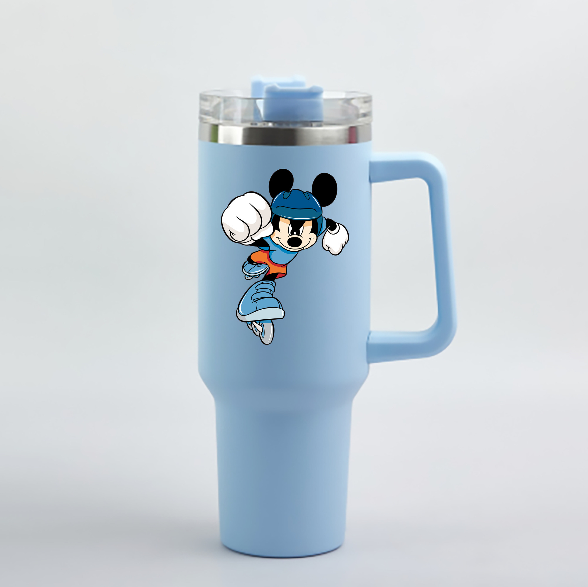 （画像用） ミッキーマウス Mickey Mouse 1200mL車用タンブラー - クリスタルステッカー（プラスチックストロー付き）