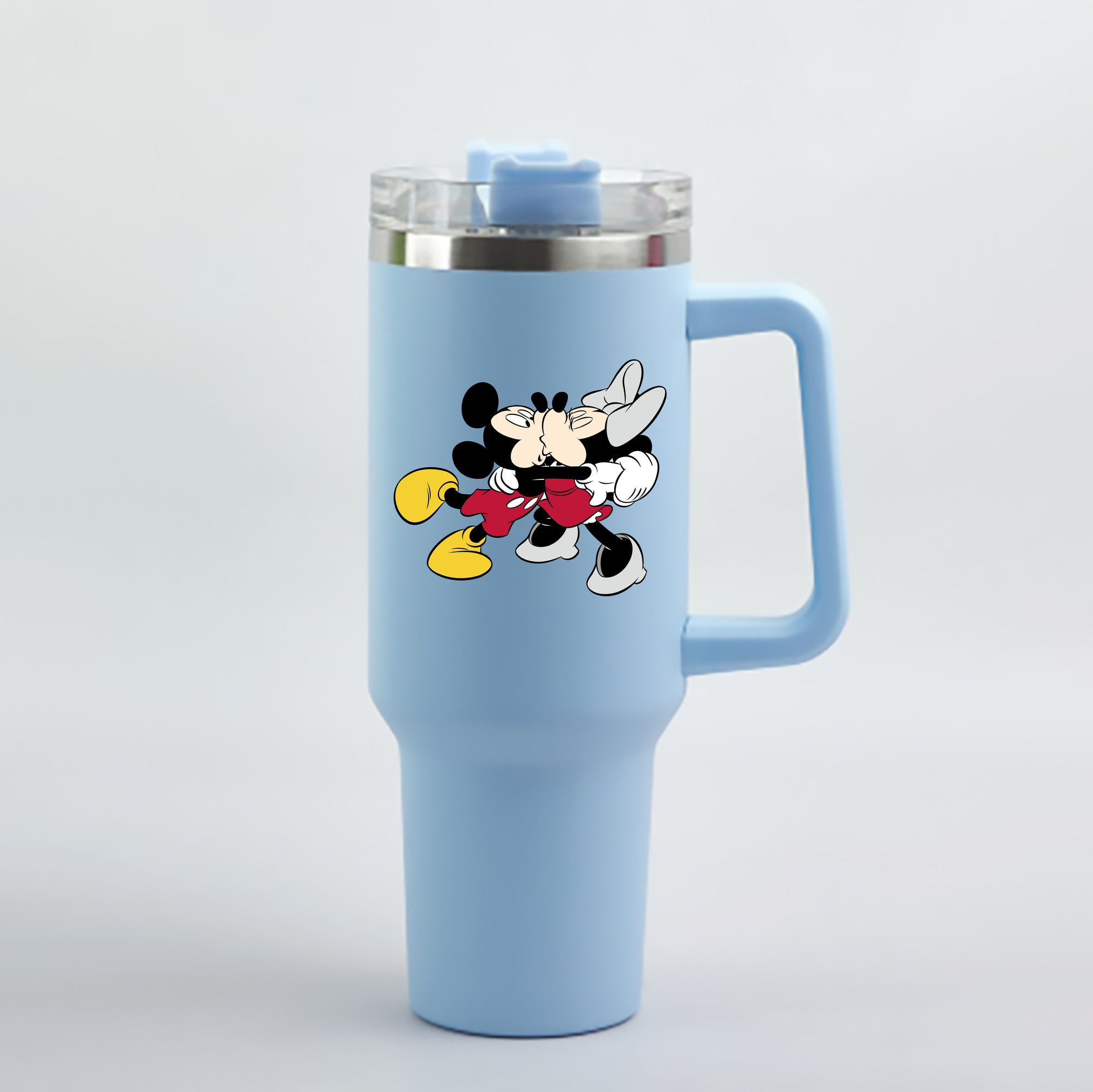 （画像用） ミッキーマウス Mickey Mouse 1200mL車用タンブラー - クリスタルステッカー（プラスチックストロー付き）
