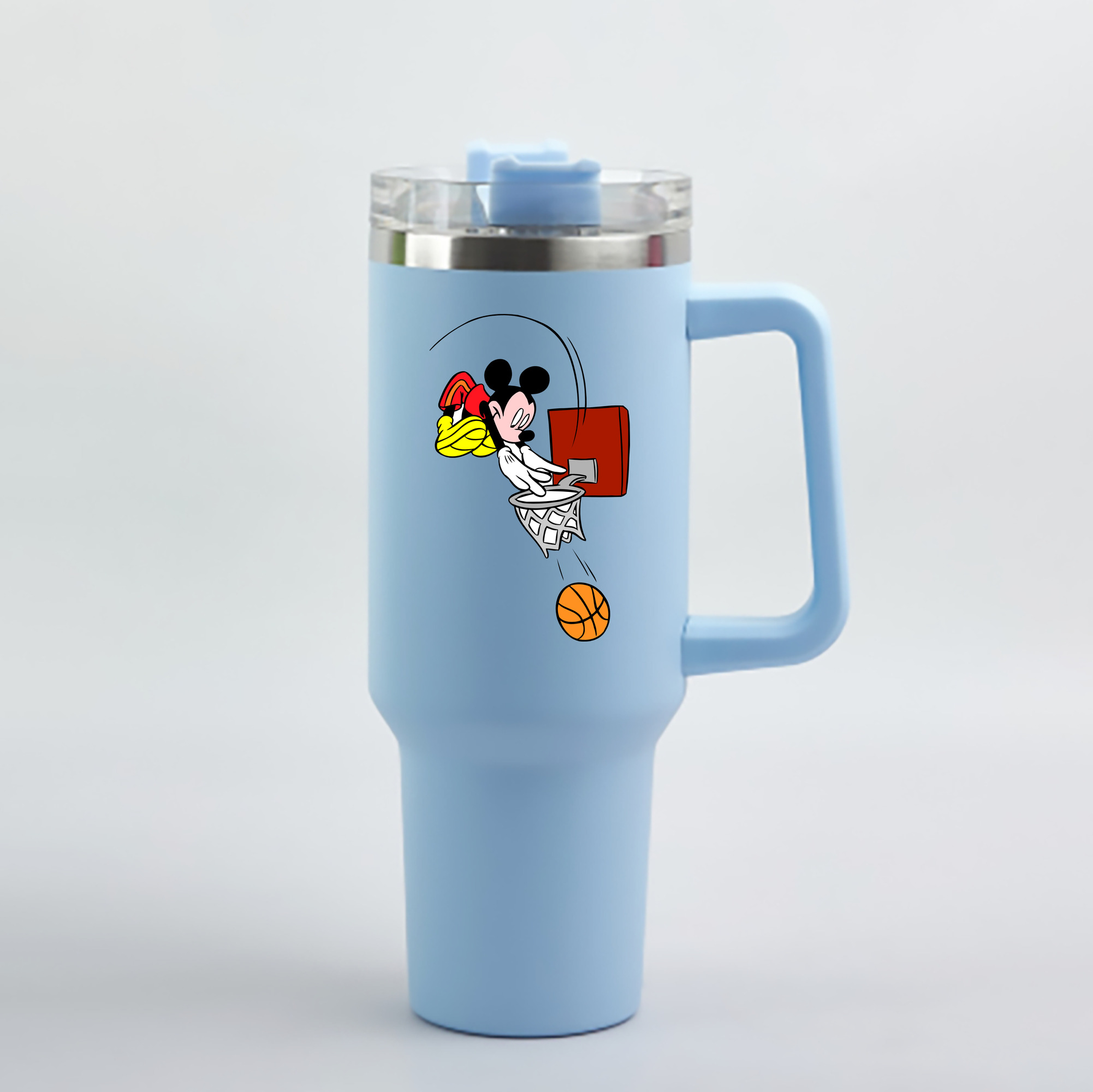 ミッキーマウス Mickey Mouse 1200mL車用タンブラー - クリスタルステッカー（プラスチックストロー付き）