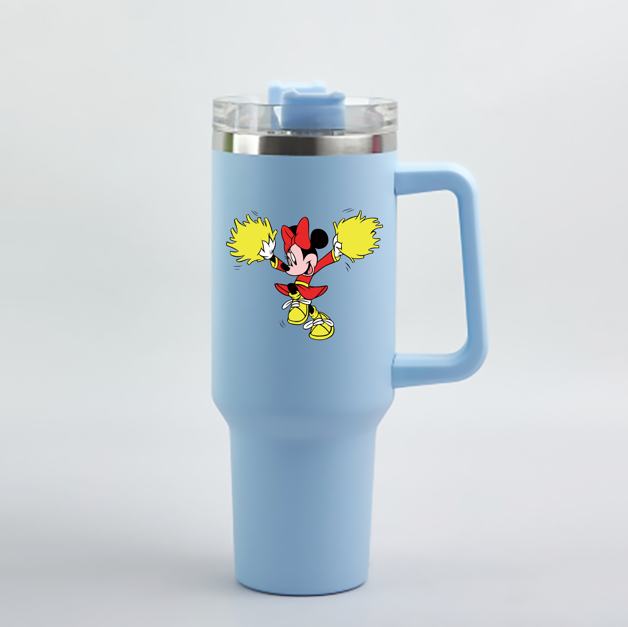（画像用） ミッキーマウス Mickey Mouse 1200mL車用タンブラー - クリスタルステッカー（プラスチックストロー付き）