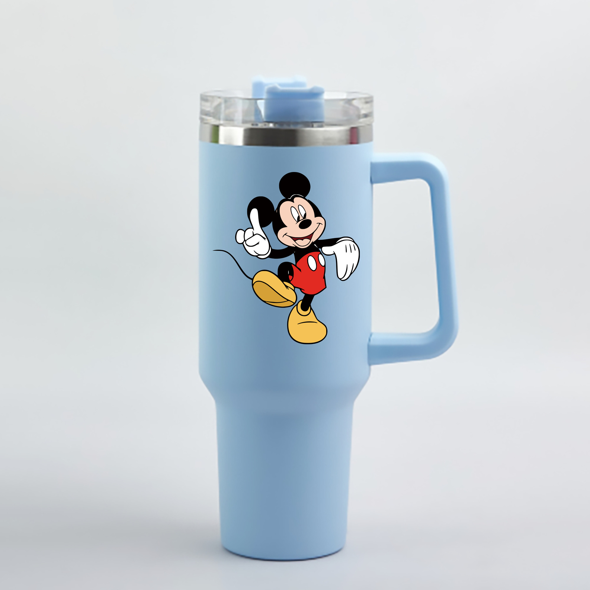 （画像用） ミッキーマウス Mickey Mouse 1200mL車用タンブラー - クリスタルステッカー（プラスチックストロー付き）