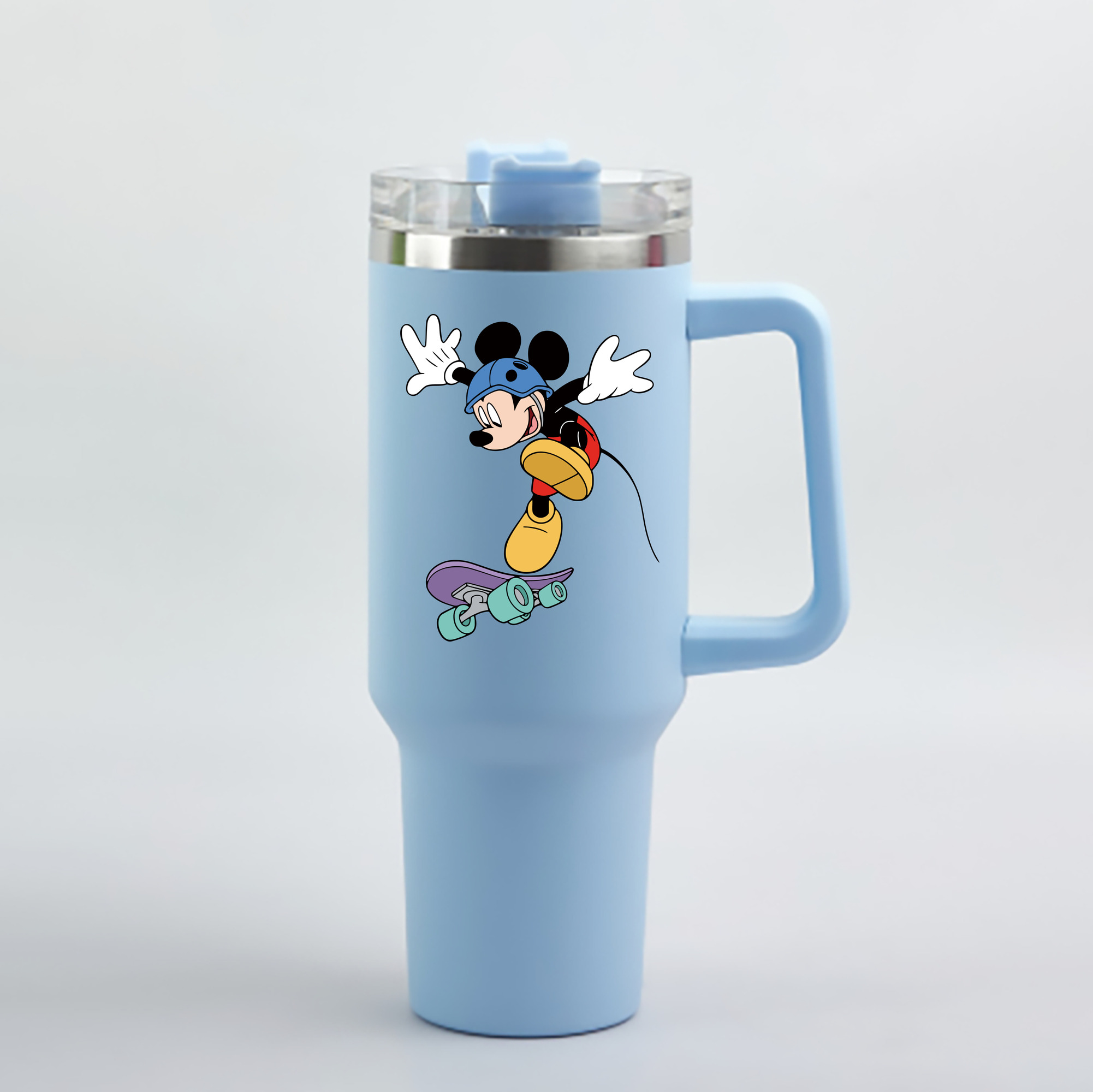 （画像用） ミッキーマウス Mickey Mouse 1200mL車用タンブラー - クリスタルステッカー（プラスチックストロー付き）
