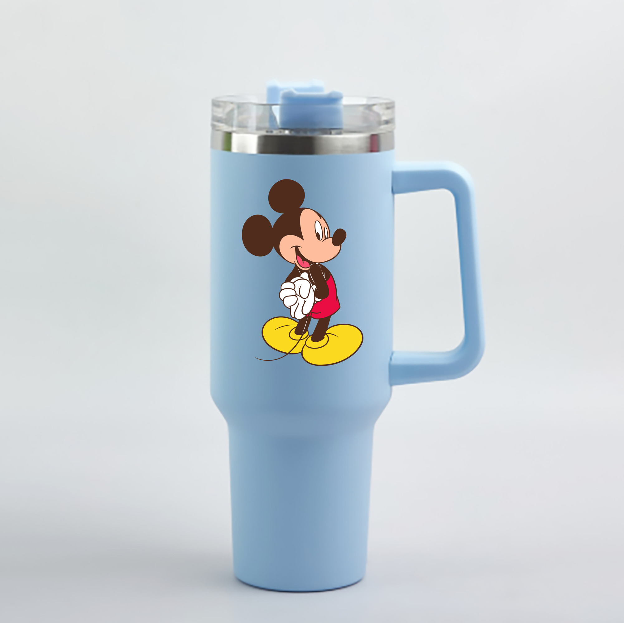 （画像用） ミッキーマウス Mickey Mouse 1200mL車用タンブラー - クリスタルステッカー（プラスチックストロー付き）