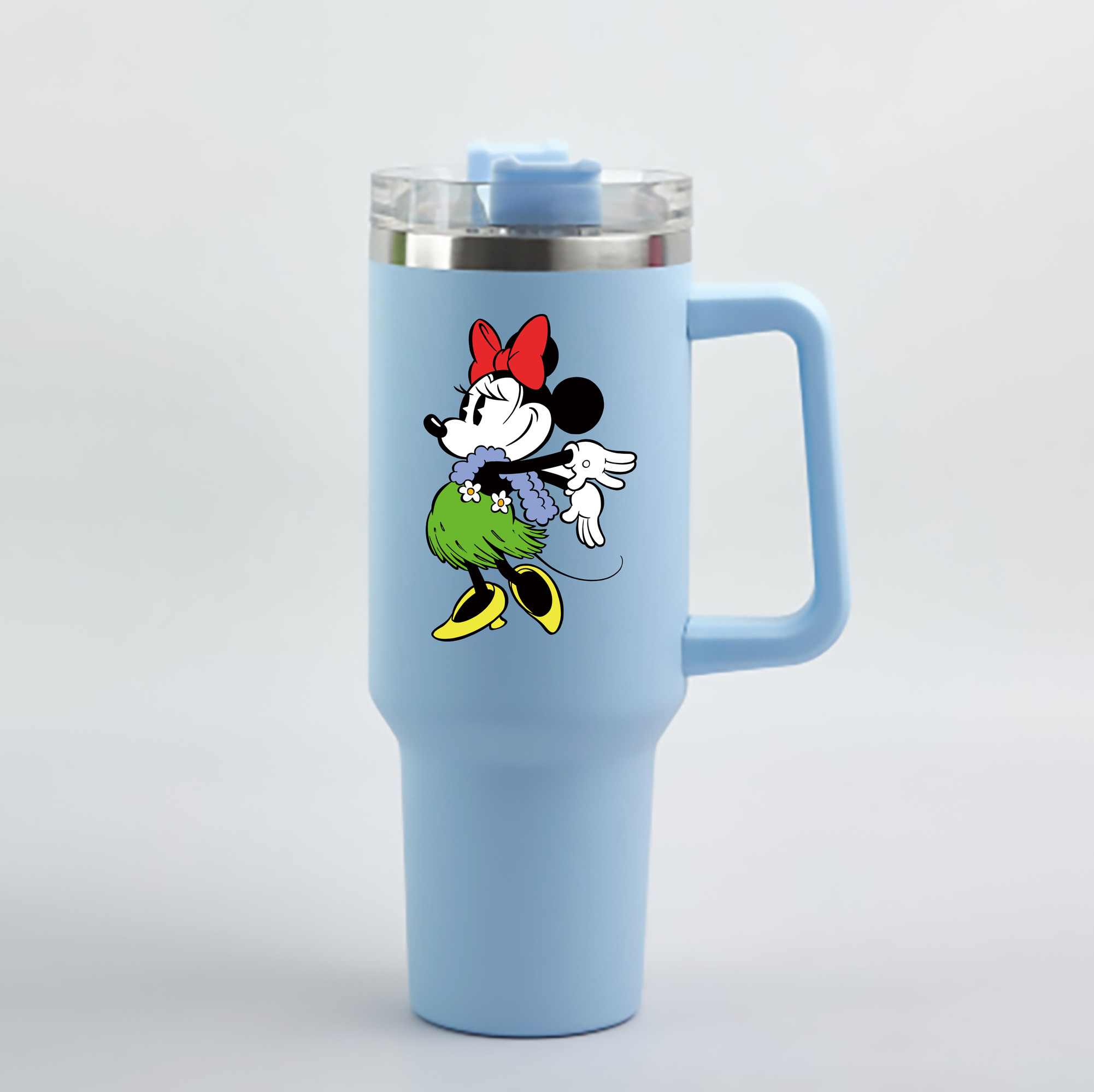 （画像用） ミッキーマウス Mickey Mouse 1200mL車用タンブラー - クリスタルステッカー（プラスチックストロー付き）