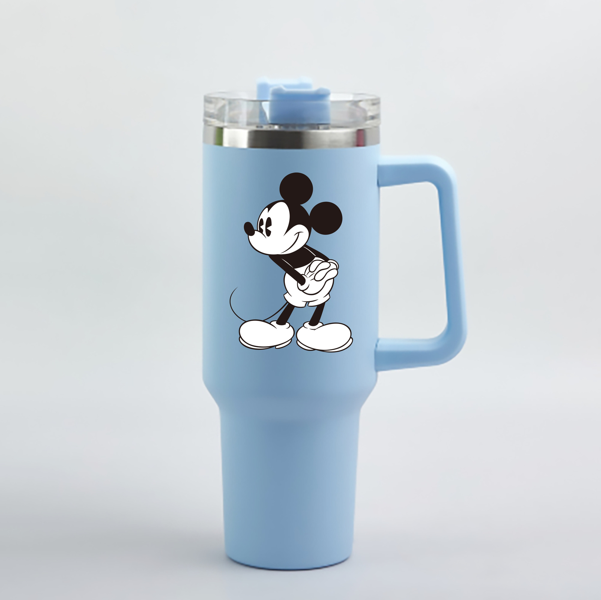 （画像用） ミッキーマウス Mickey Mouse 1200mL車用タンブラー - クリスタルステッカー（プラスチックストロー付き）