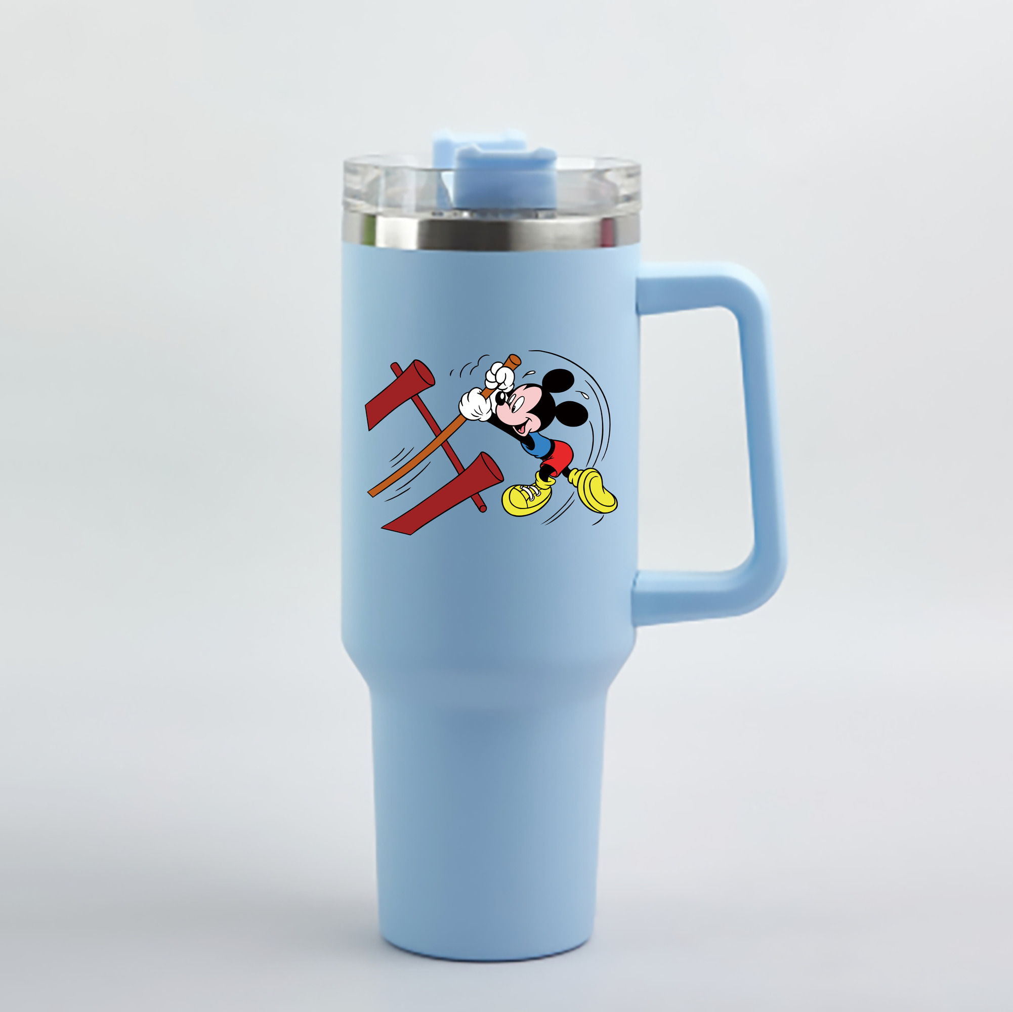 （画像用） ミッキーマウス Mickey Mouse 1200mL車用タンブラー - クリスタルステッカー（プラスチックストロー付き）