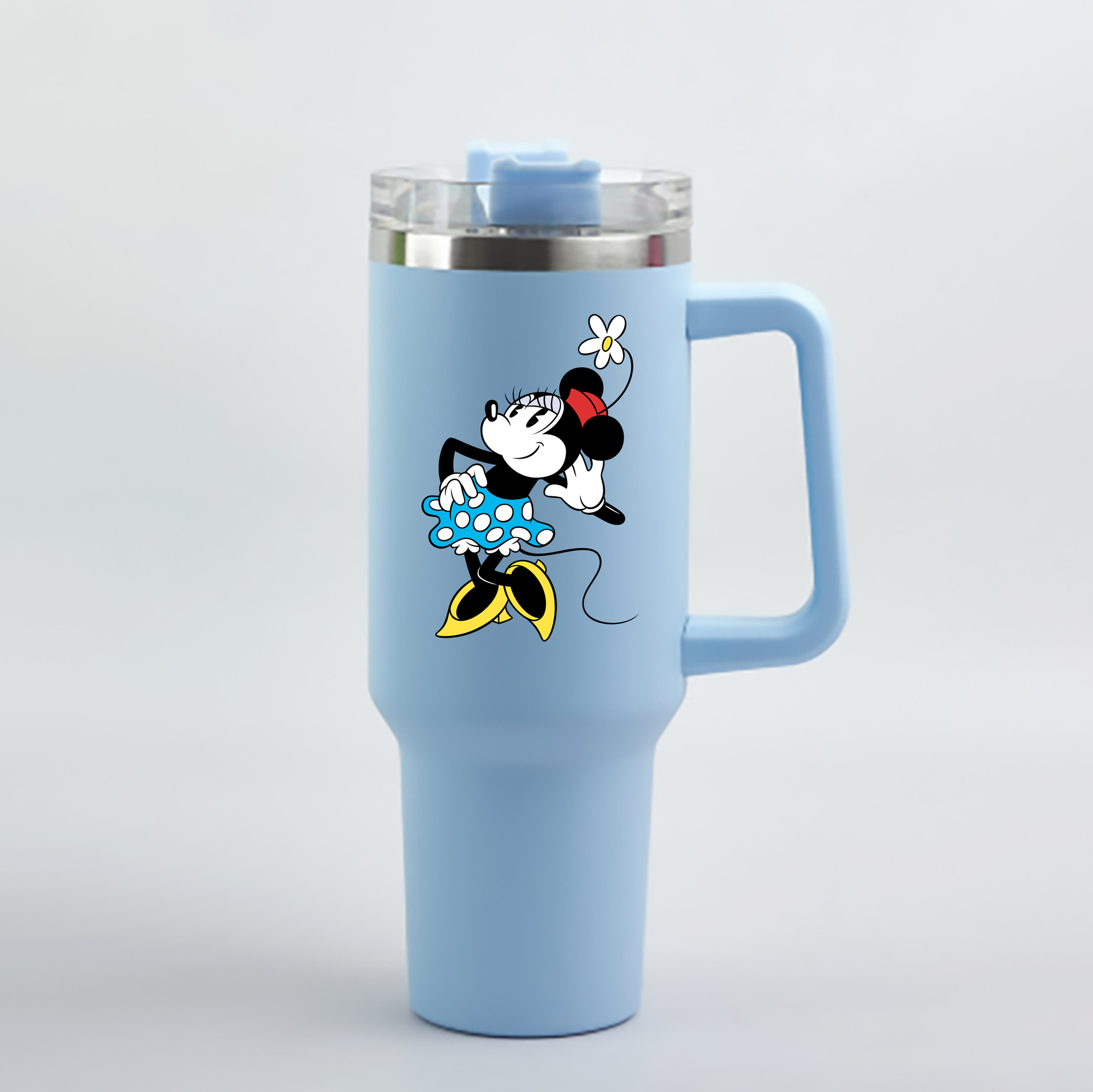 （画像用） ミッキーマウス Mickey Mouse 1200mL車用タンブラー - クリスタルステッカー（プラスチックストロー付き）