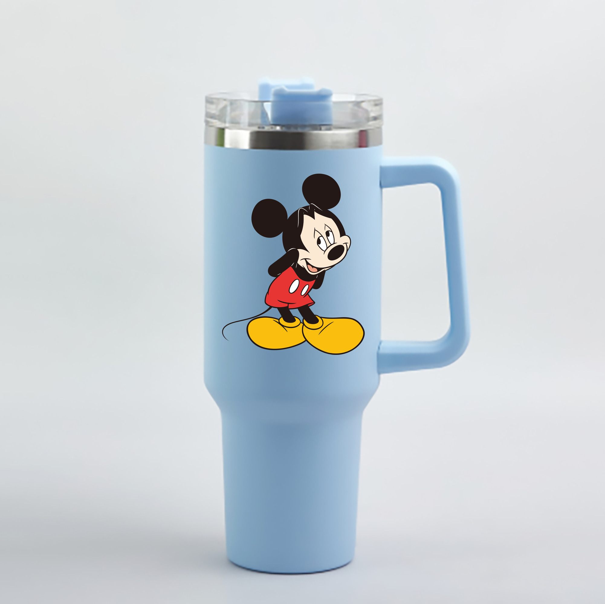 （画像用） ミッキーマウス Mickey Mouse 1200mL車用タンブラー - クリスタルステッカー（プラスチックストロー付き）