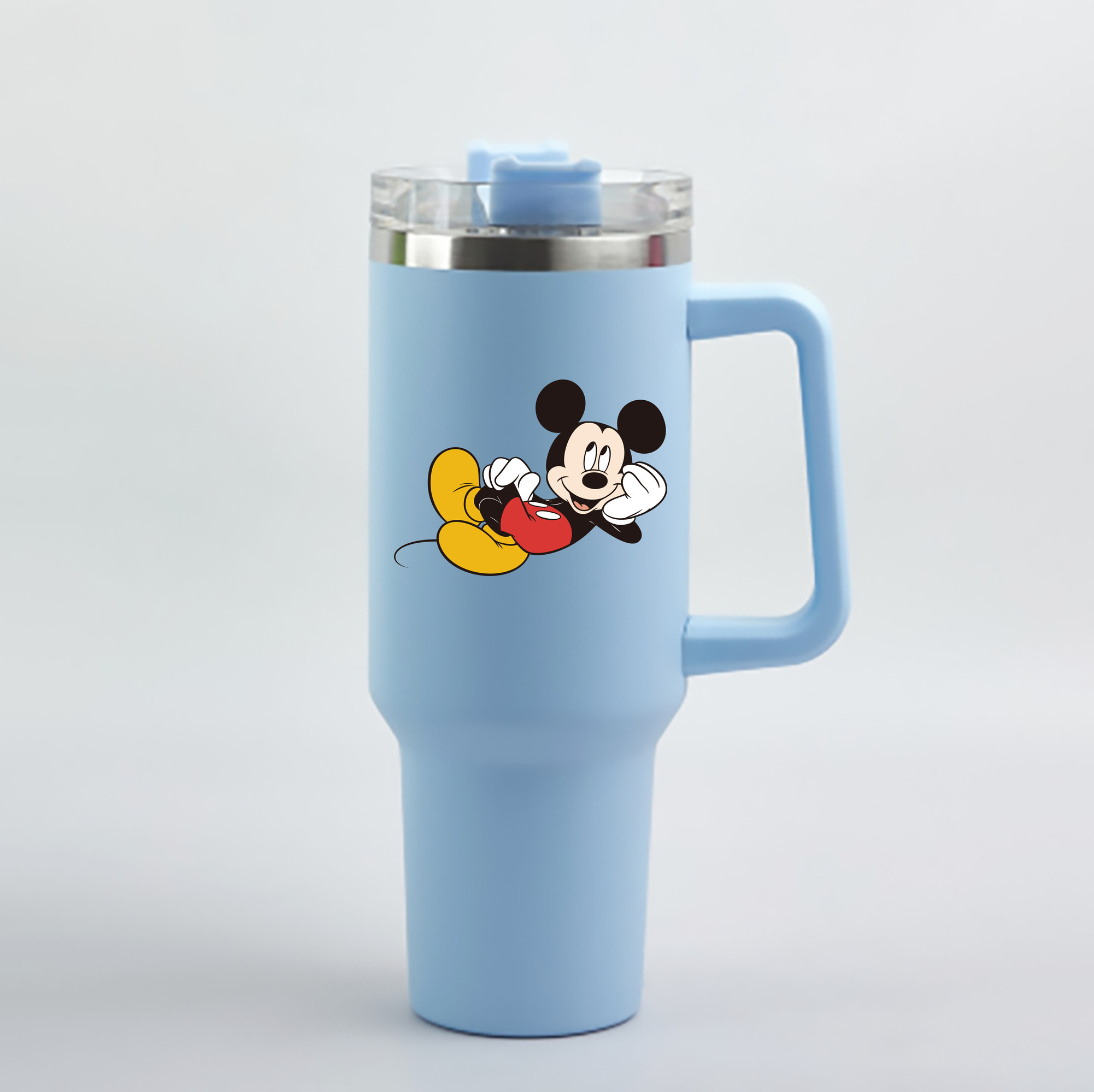 （画像用） ミッキーマウス Mickey Mouse 1200mL車用タンブラー - クリスタルステッカー（プラスチックストロー付き）