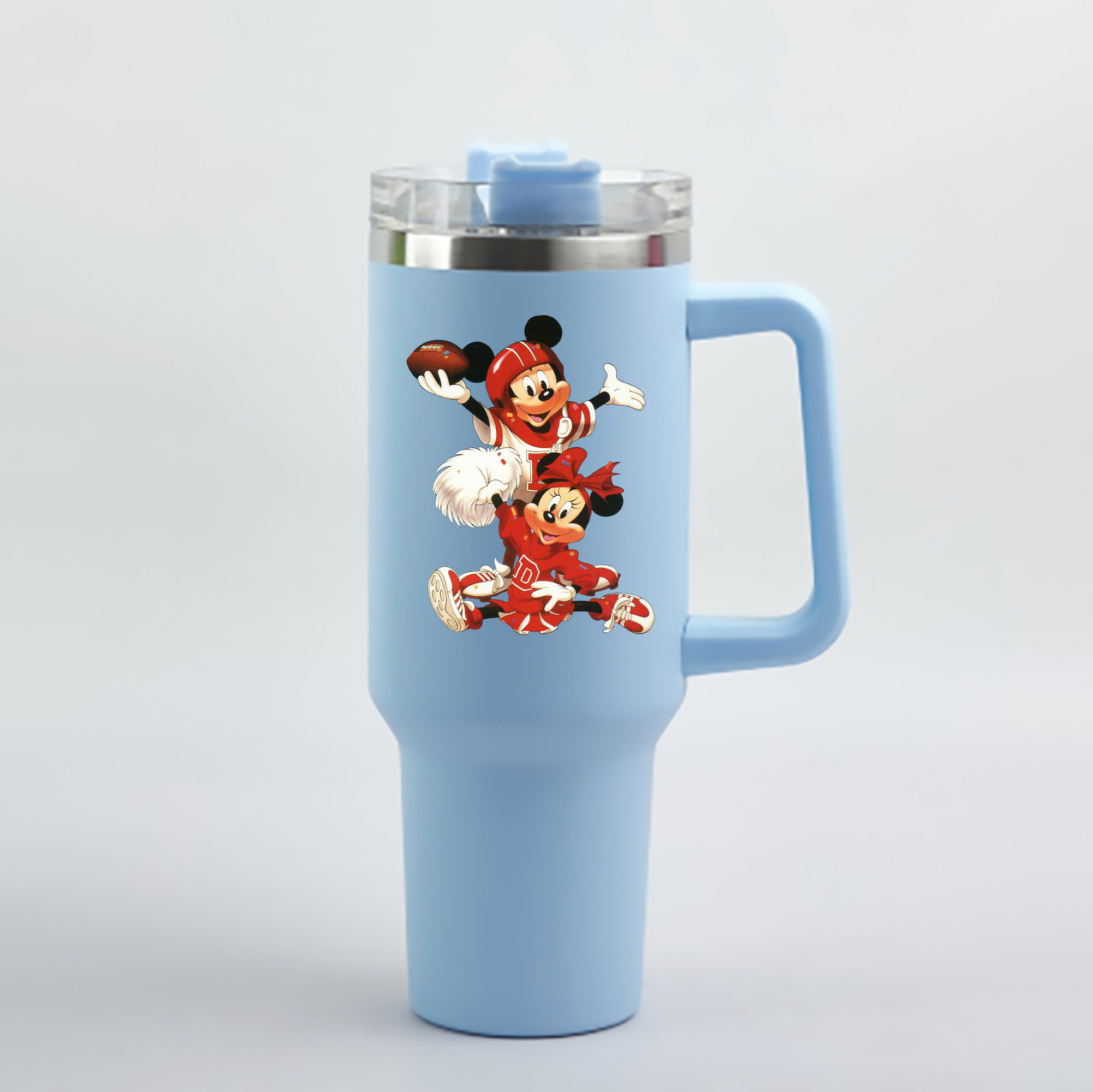 （画像用） ミッキーマウス Mickey Mouse 1200mL車用タンブラー - クリスタルステッカー（プラスチックストロー付き）