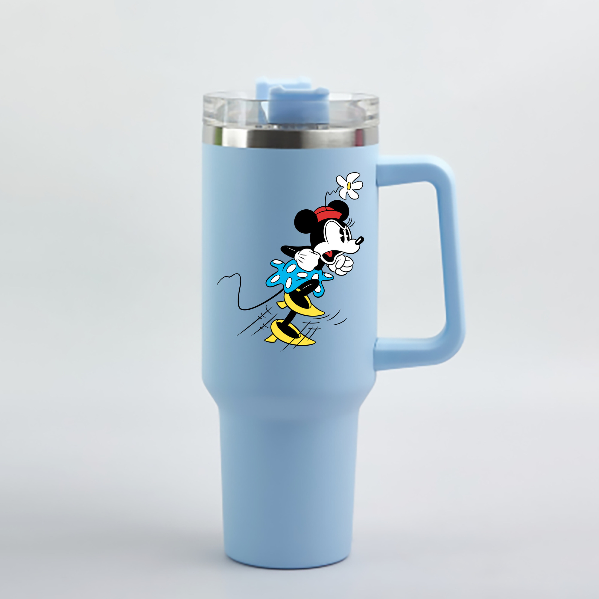 （画像用） ミッキーマウス Mickey Mouse 1200mL車用タンブラー - クリスタルステッカー（プラスチックストロー付き）