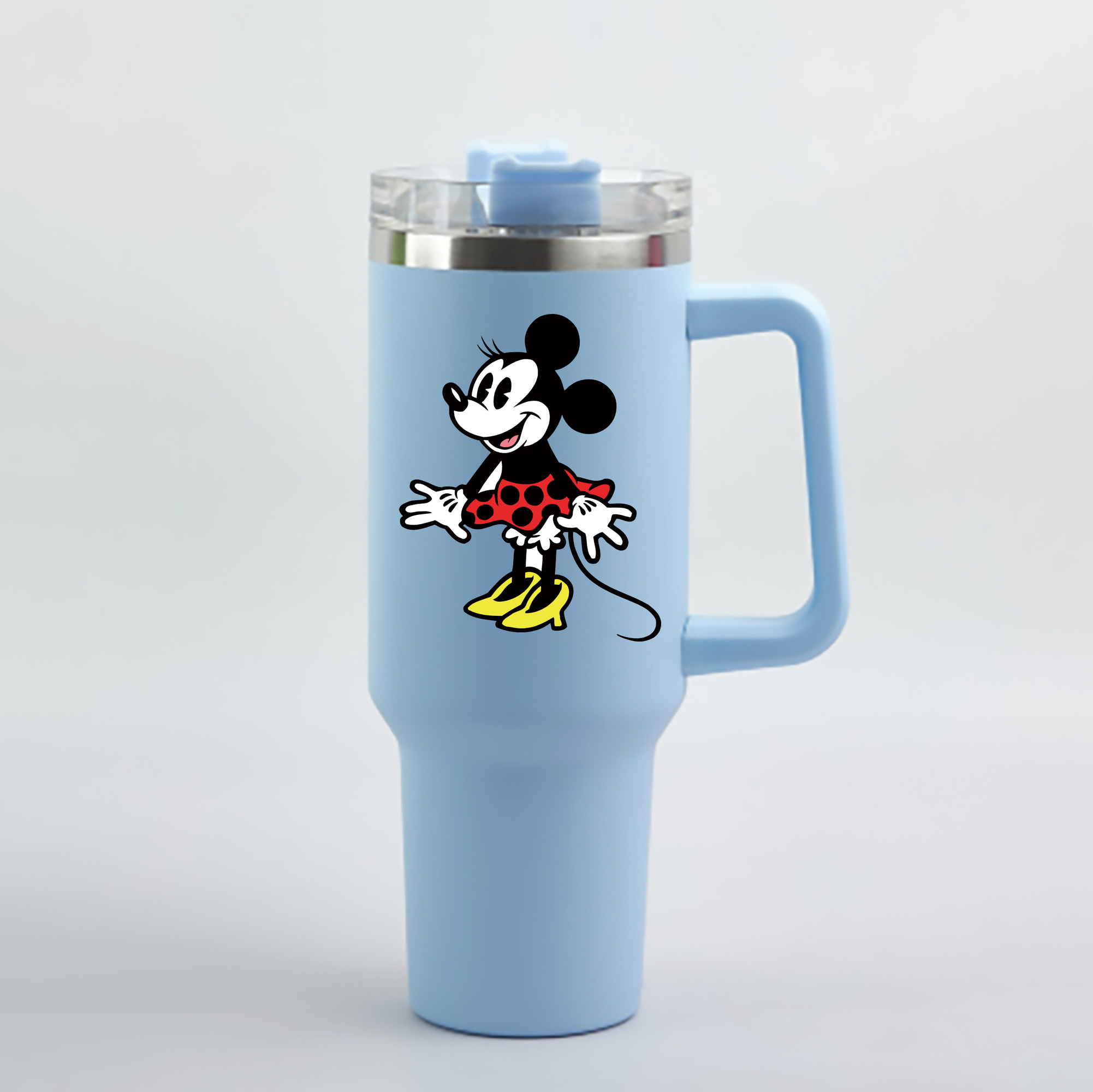 （画像用） ミッキーマウス Mickey Mouse 1200mL車用タンブラー - クリスタルステッカー（プラスチックストロー付き）