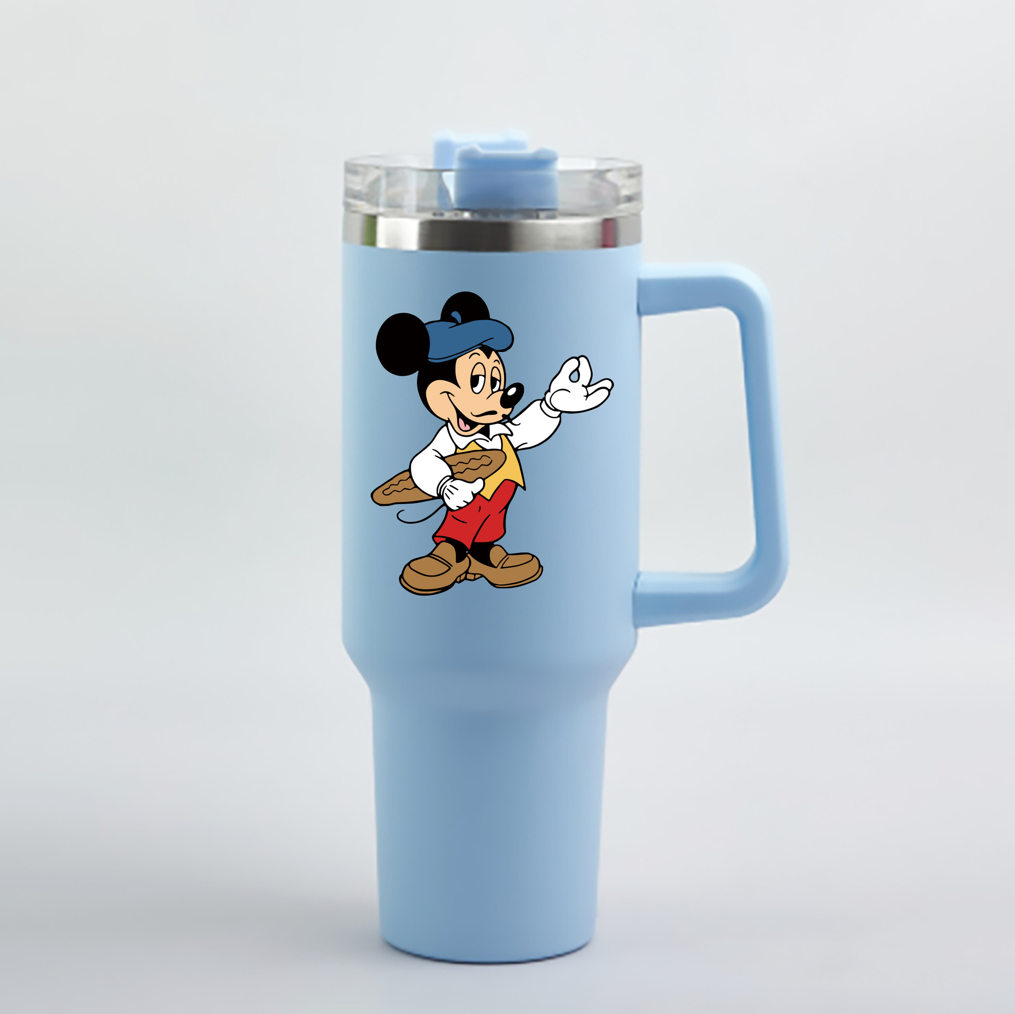 （画像用） ミッキーマウス Mickey Mouse 1200mL車用タンブラー - クリスタルステッカー（プラスチックストロー付き）