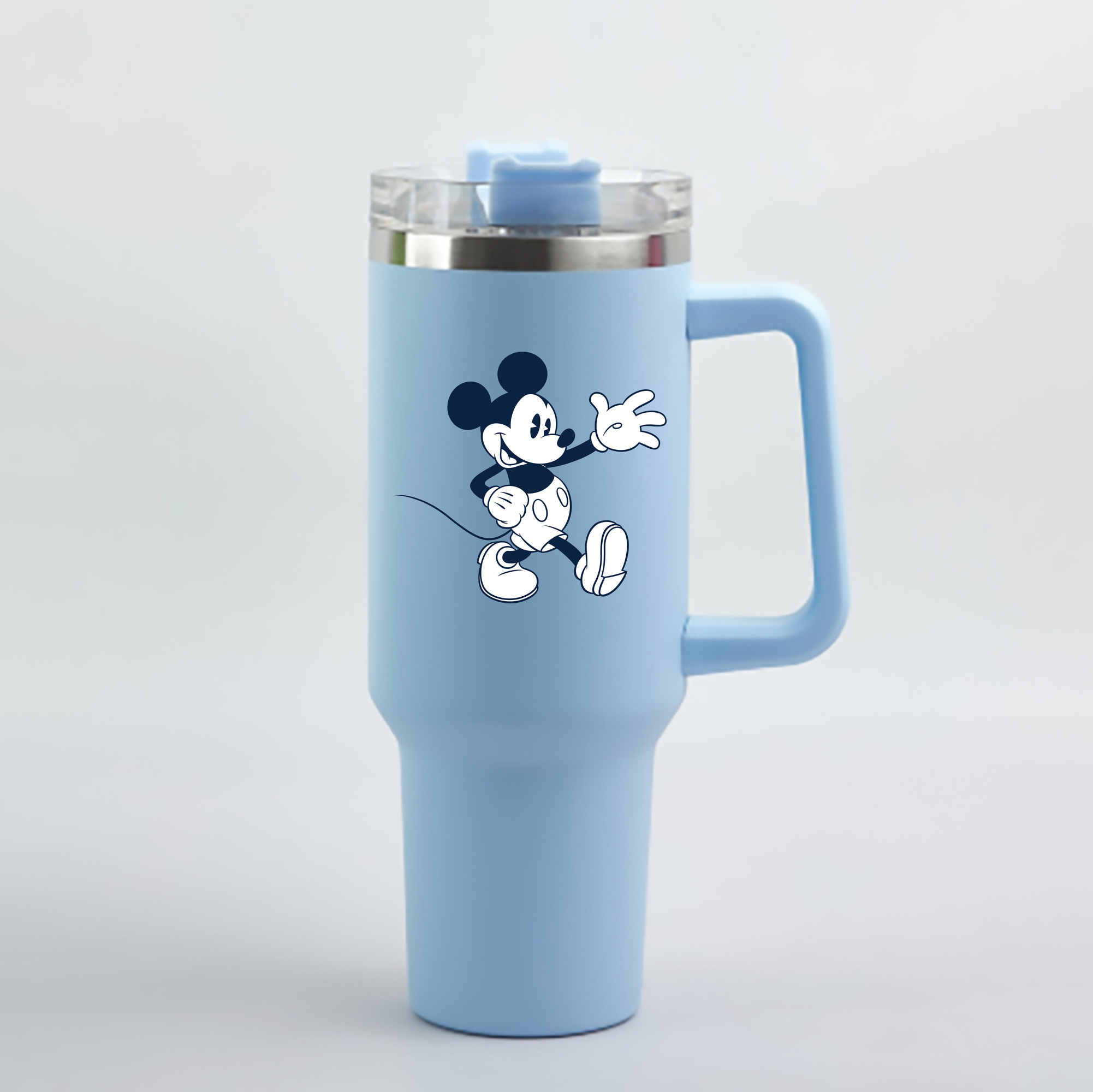 （画像用） ミッキーマウス Mickey Mouse 1200mL車用タンブラー - クリスタルステッカー（プラスチックストロー付き）