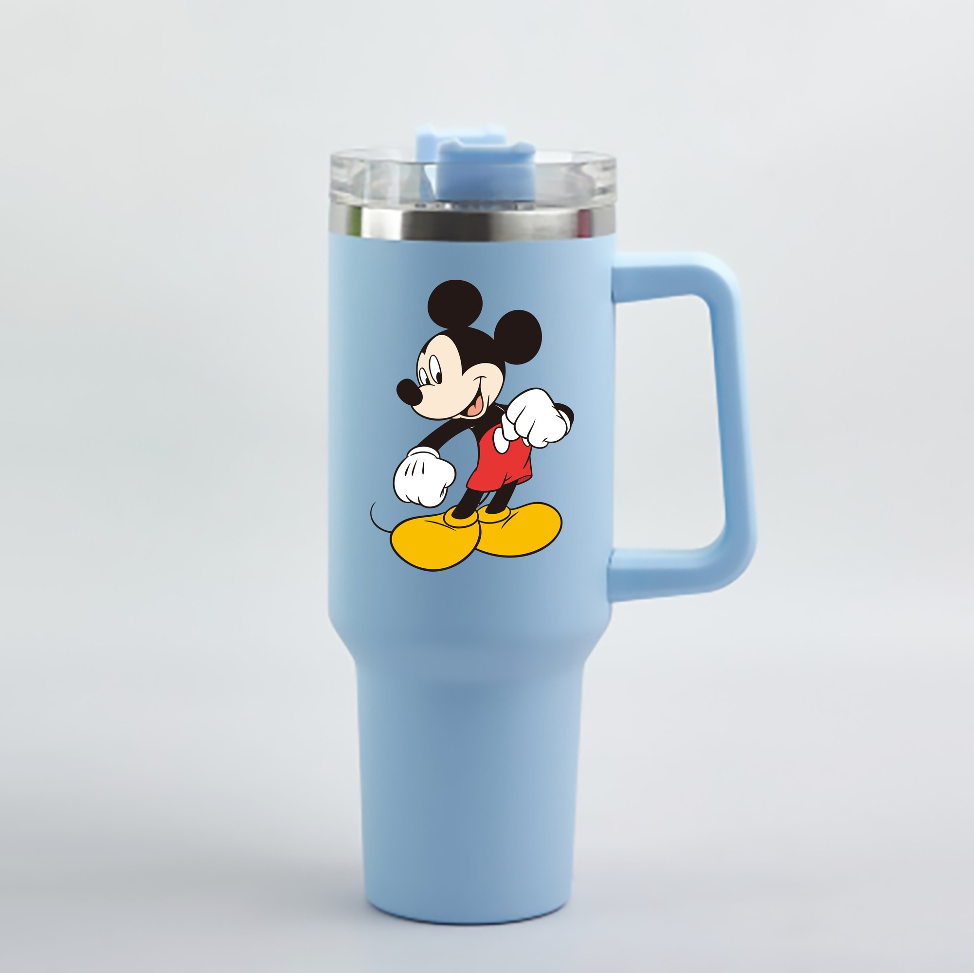 （画像用） ミッキーマウス Mickey Mouse 1200mL車用タンブラー - クリスタルステッカー（プラスチックストロー付き）