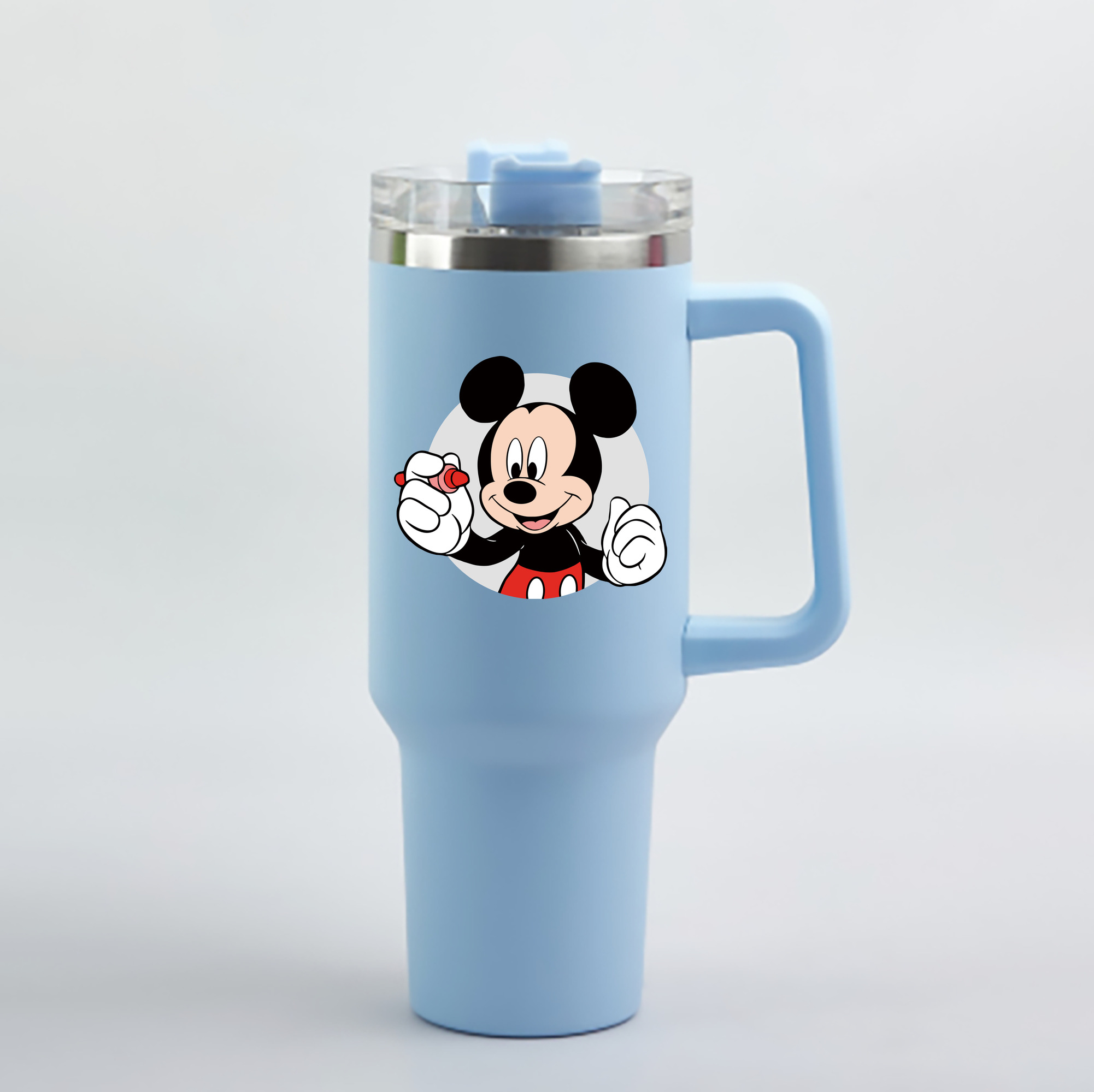 （画像用） ミッキーマウス Mickey Mouse 1200mL車用タンブラー - クリスタルステッカー（プラスチックストロー付き）