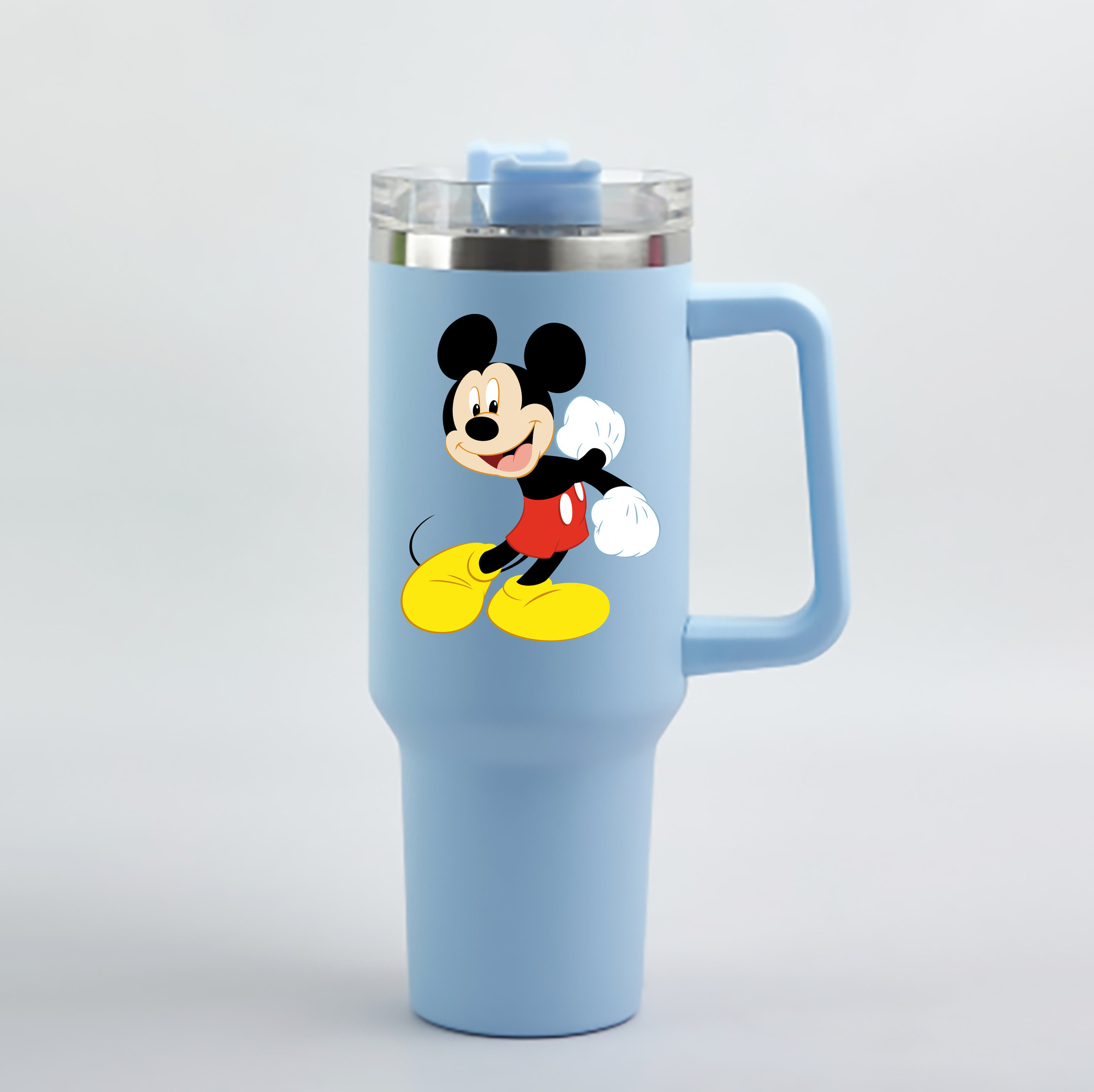 （画像用） ミッキーマウス Mickey Mouse 1200mL車用タンブラー - クリスタルステッカー（プラスチックストロー付き）