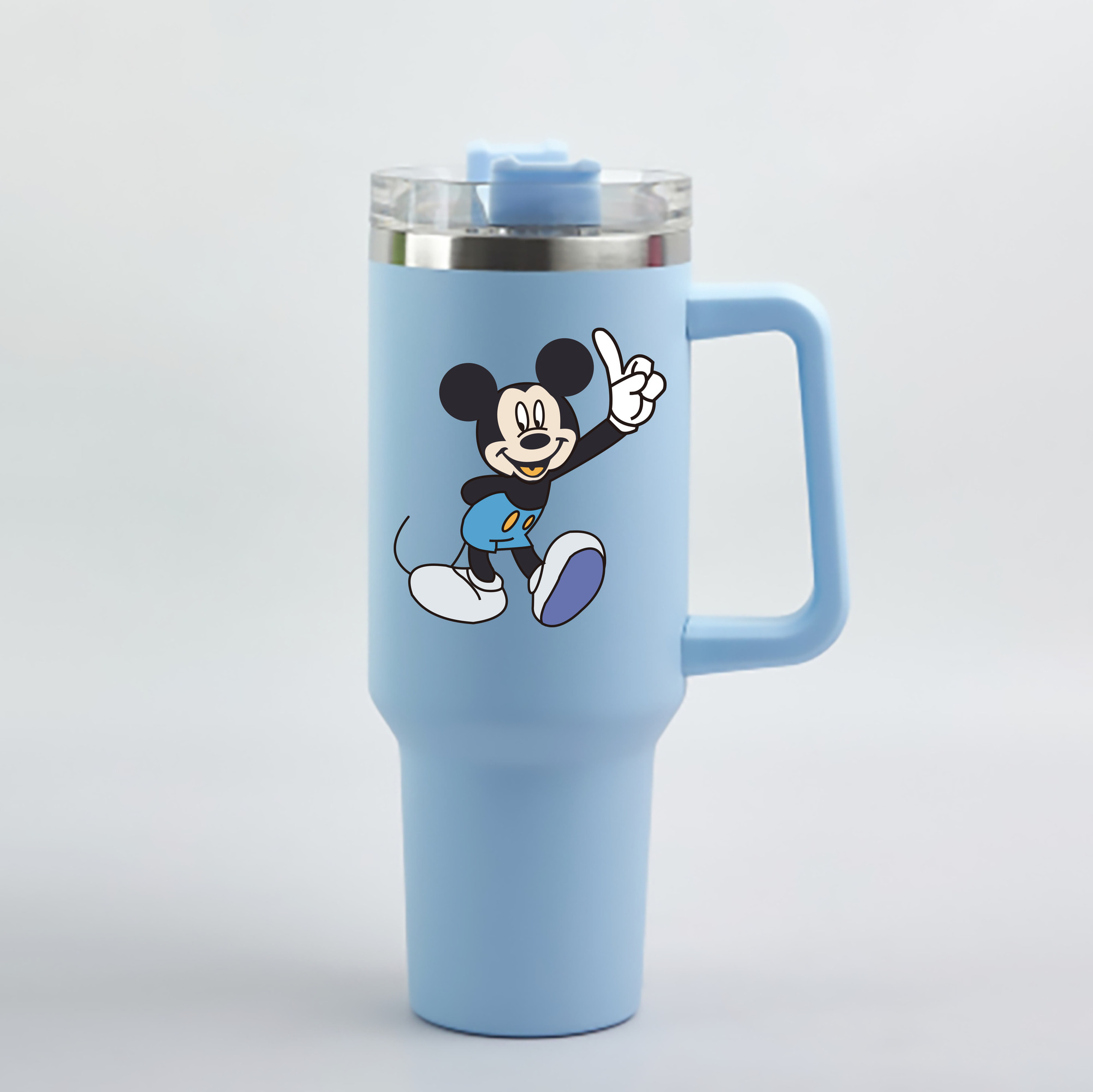 （画像用） ミッキーマウス Mickey Mouse 1200mL車用タンブラー - クリスタルステッカー（プラスチックストロー付き）