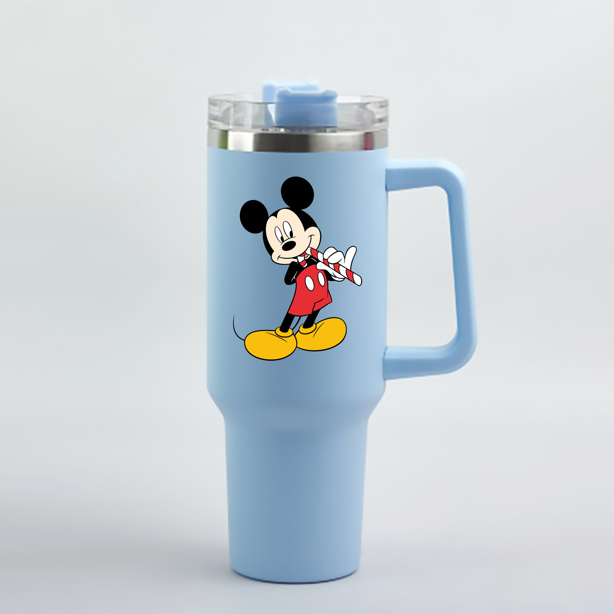 （画像用） ミッキーマウス Mickey Mouse 1200mL車用タンブラー - クリスタルステッカー（プラスチックストロー付き）