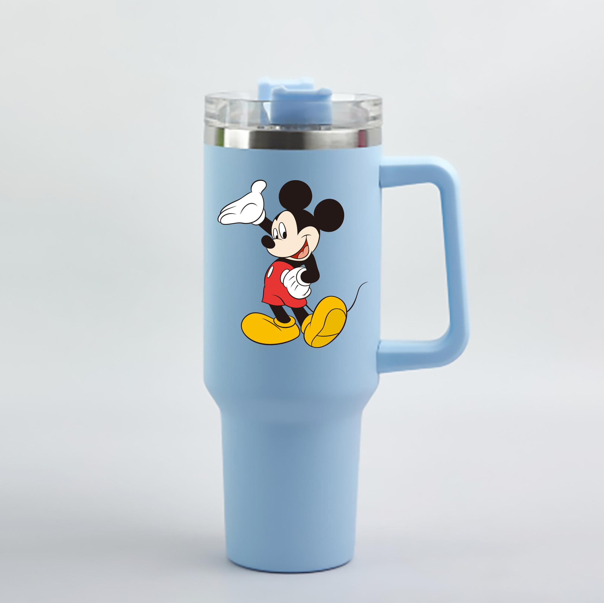 （画像用） ミッキーマウス Mickey Mouse 1200mL車用タンブラー - クリスタルステッカー（プラスチックストロー付き）