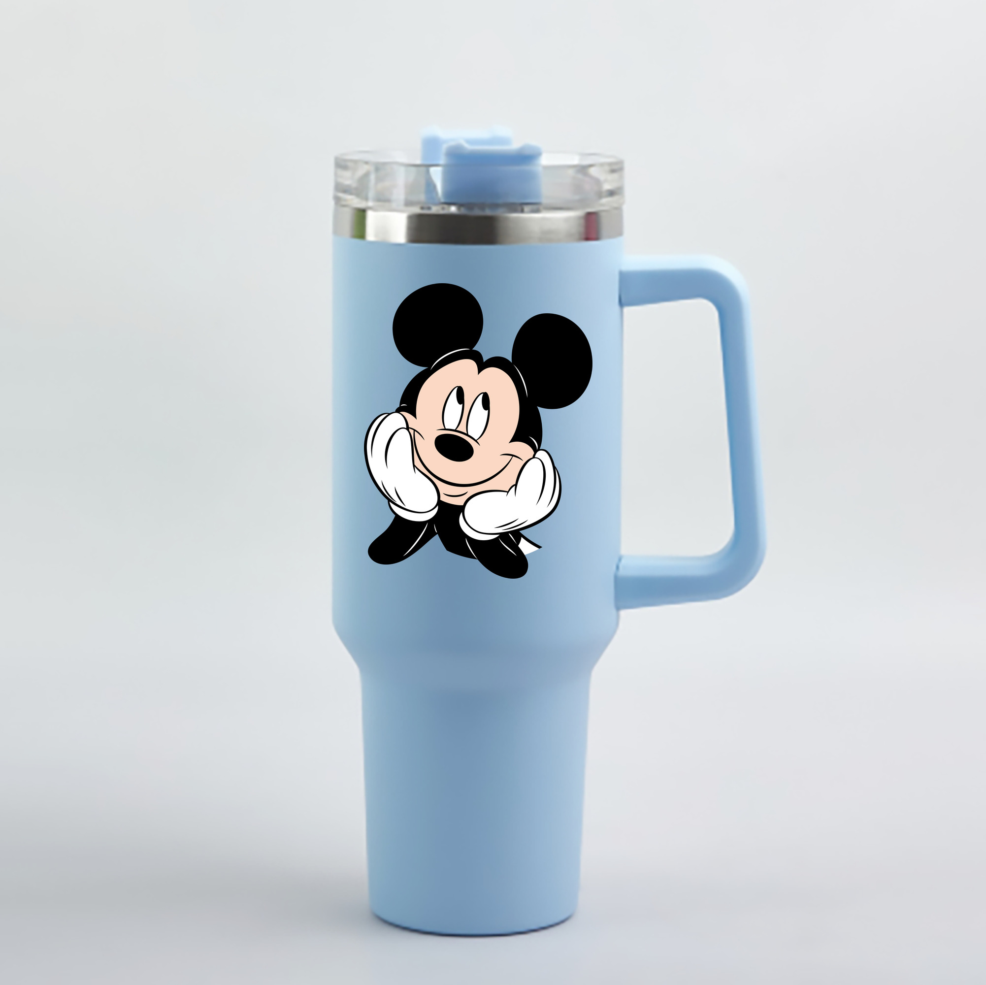 （画像用） ミッキーマウス Mickey Mouse 1200mL車用タンブラー - クリスタルステッカー（プラスチックストロー付き）