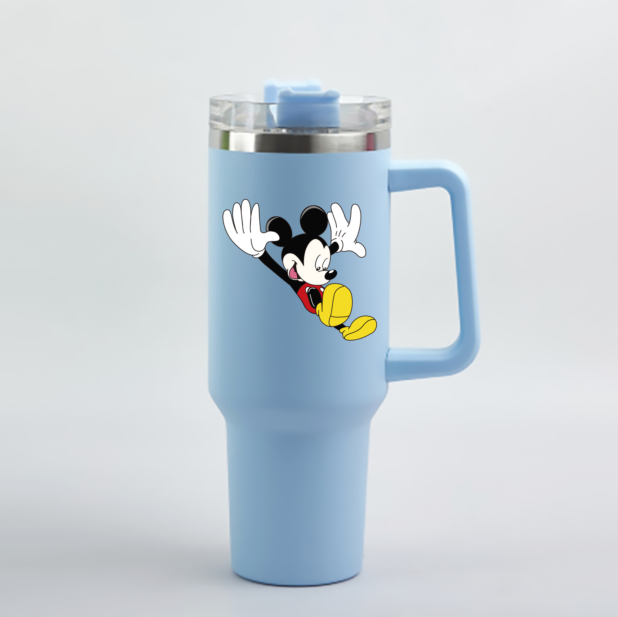 （画像用） ミッキーマウス Mickey Mouse 1200mL車用タンブラー - クリスタルステッカー（プラスチックストロー付き）