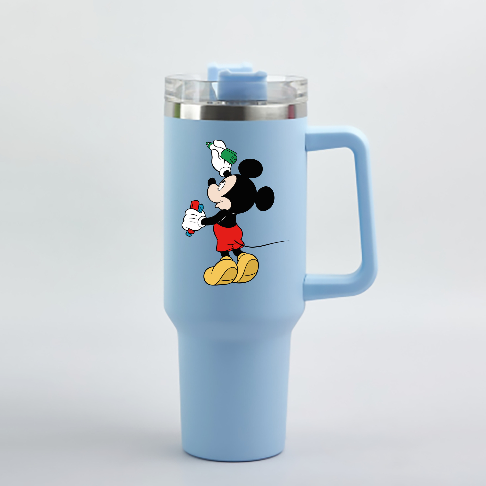 （画像用） ミッキーマウス Mickey Mouse 1200mL車用タンブラー - クリスタルステッカー（プラスチックストロー付き）