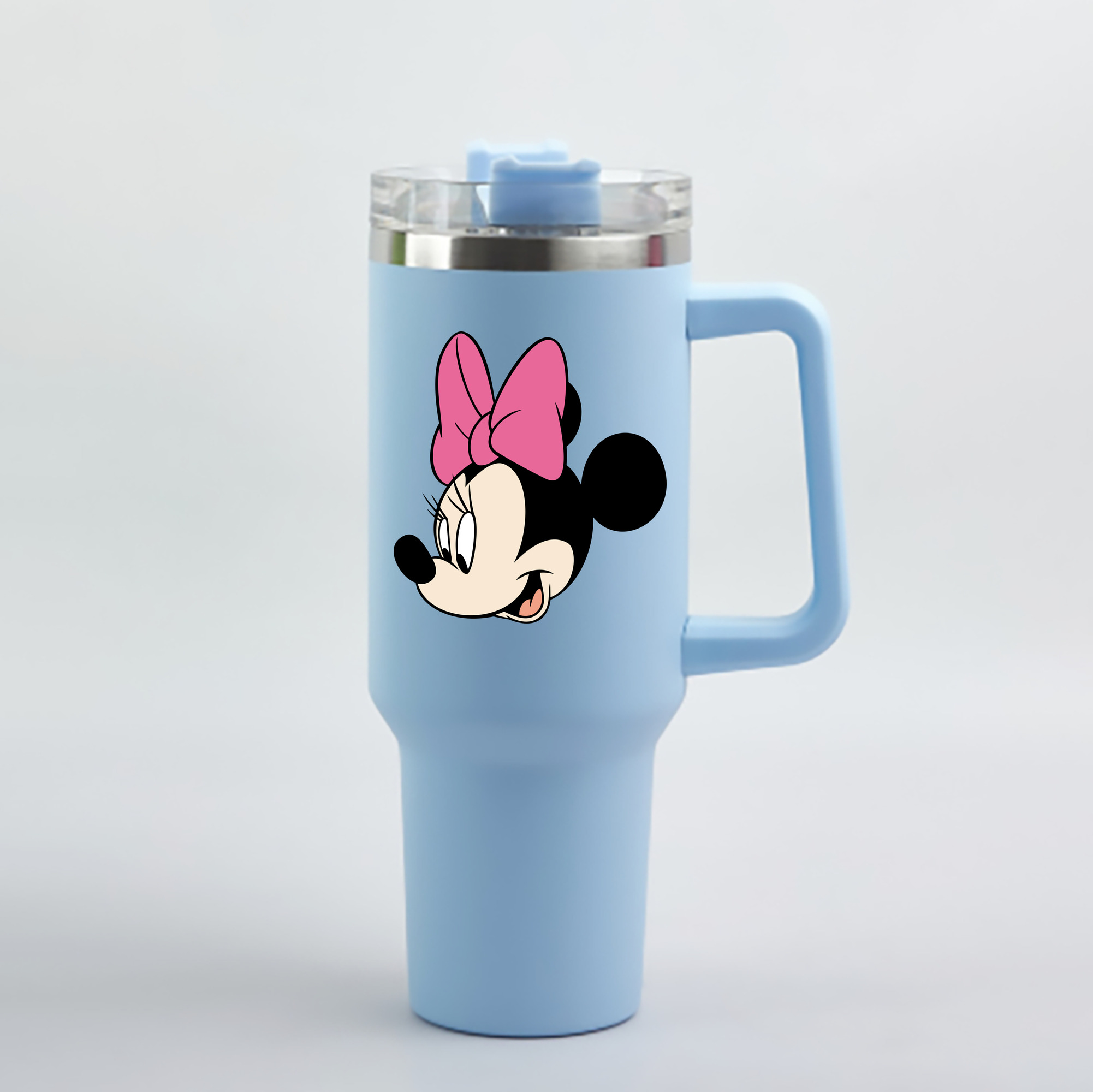 （画像用） ミッキーマウス Mickey Mouse 1200mL車用タンブラー - クリスタルステッカー（プラスチックストロー付き）