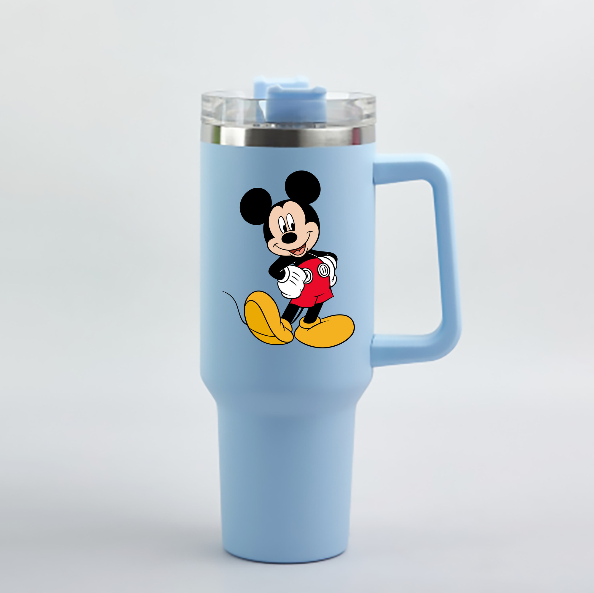 （画像用） ミッキーマウス Mickey Mouse 1200mL車用タンブラー - クリスタルステッカー（プラスチックストロー付き）