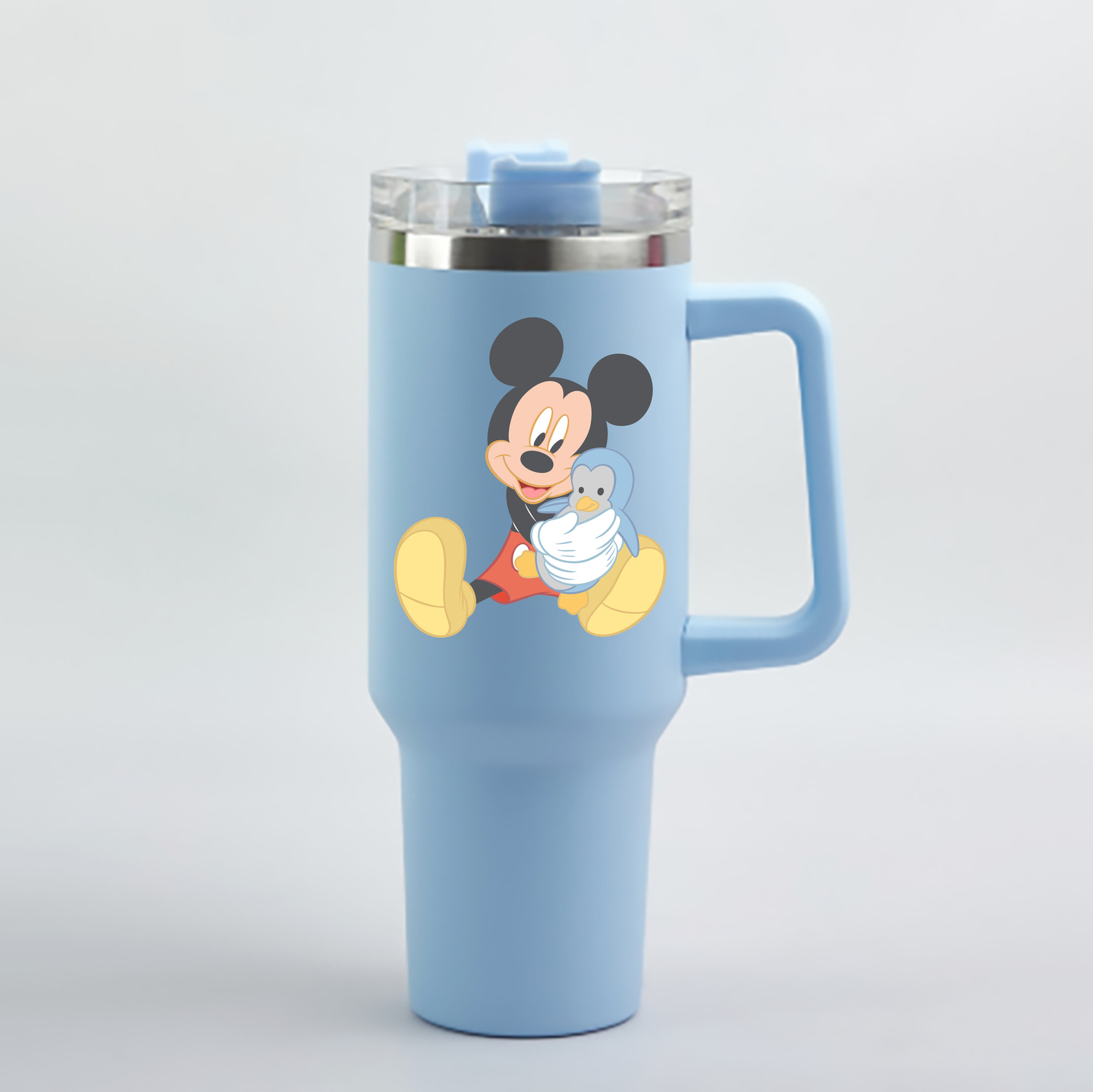 （画像用） ミッキーマウス Mickey Mouse 1200mL車用タンブラー - クリスタルステッカー（プラスチックストロー付き）