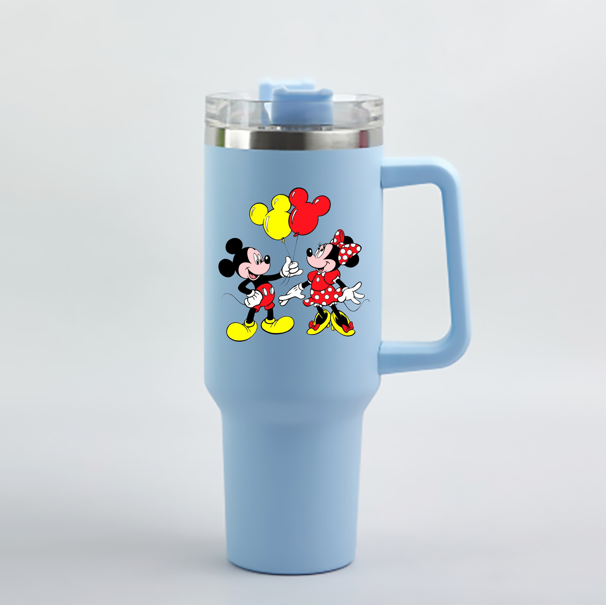 （画像用） ミッキーマウス Mickey Mouse 1200mL車用タンブラー - クリスタルステッカー（プラスチックストロー付き）