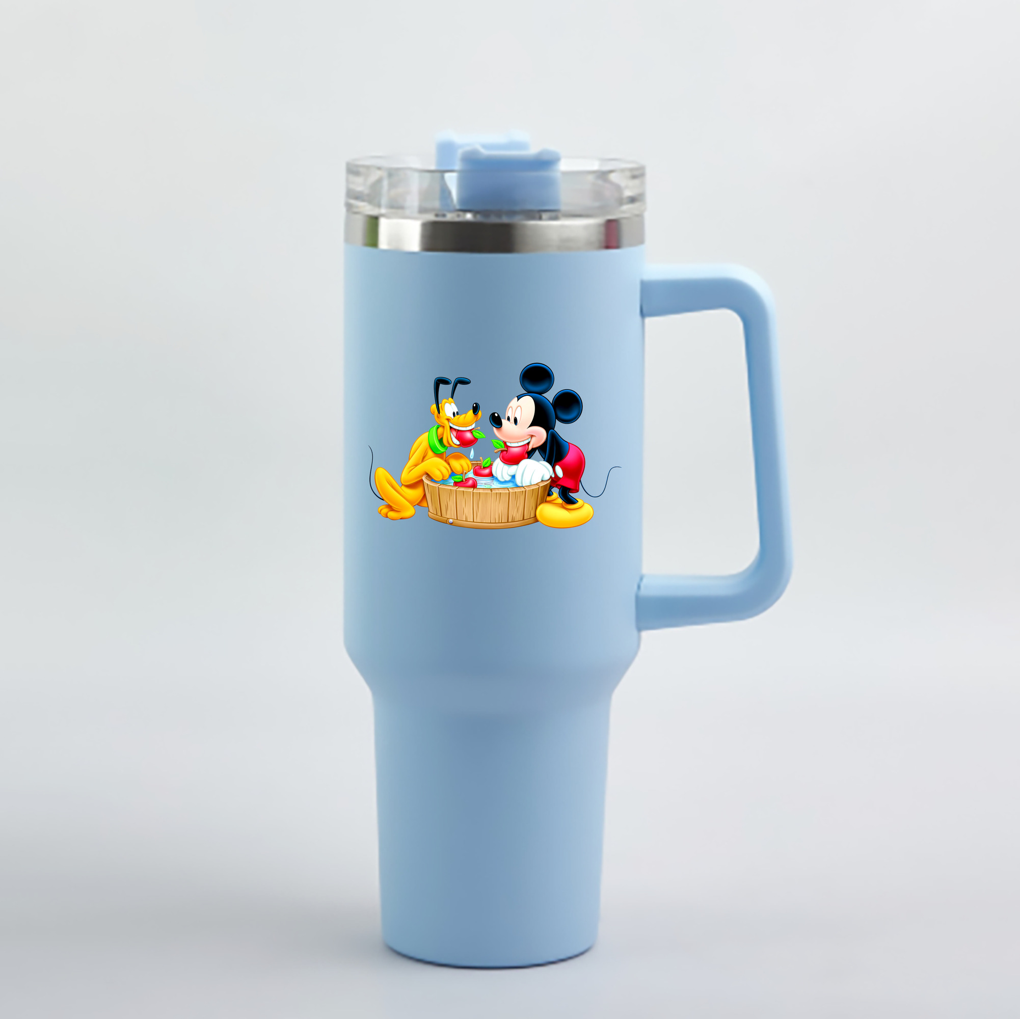 （画像用） ミッキーマウス Mickey Mouse 1200mL車用タンブラー - クリスタルステッカー（プラスチックストロー付き）