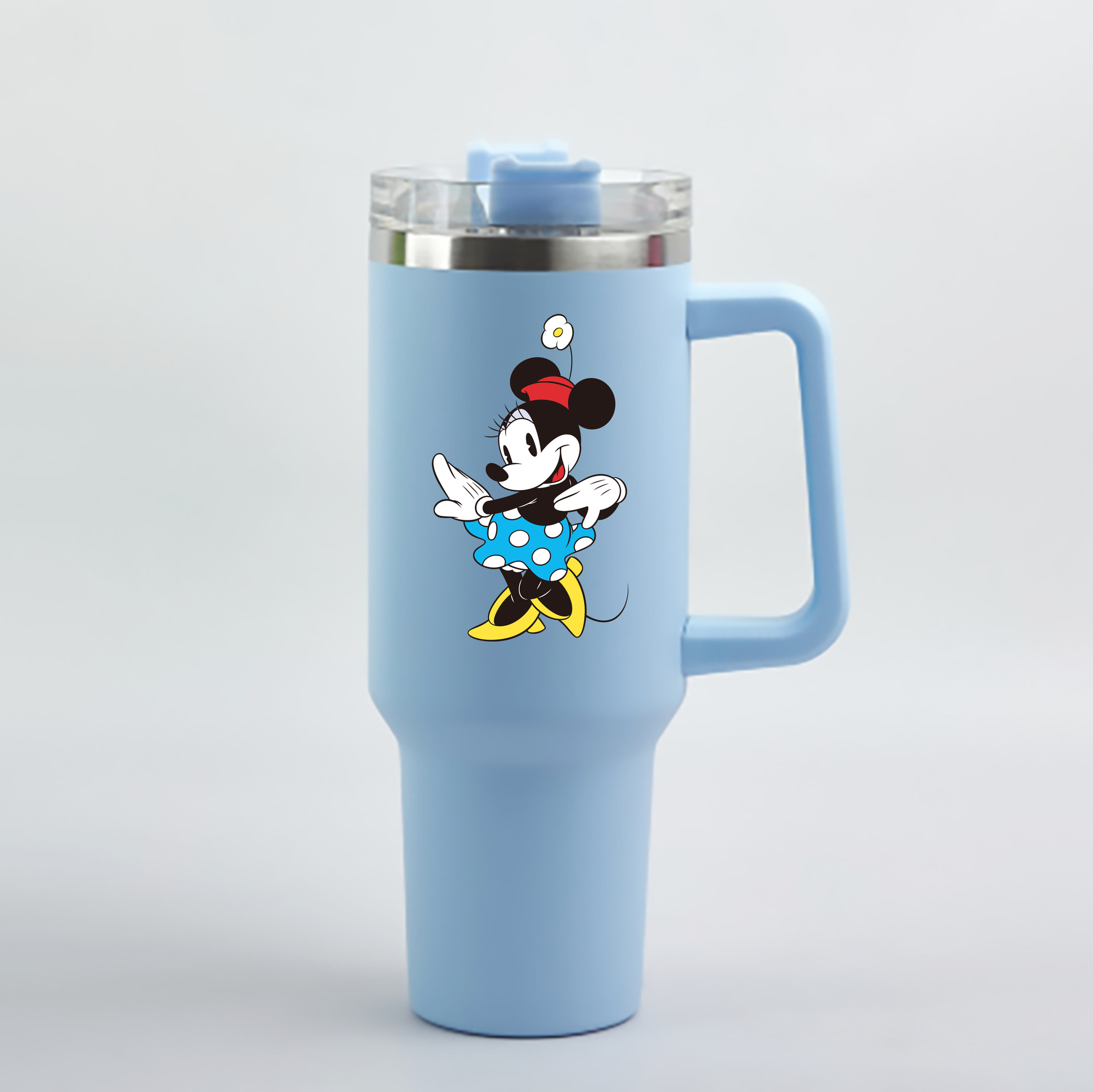 （画像用） ミッキーマウス Mickey Mouse 1200mL車用タンブラー - クリスタルステッカー（プラスチックストロー付き）